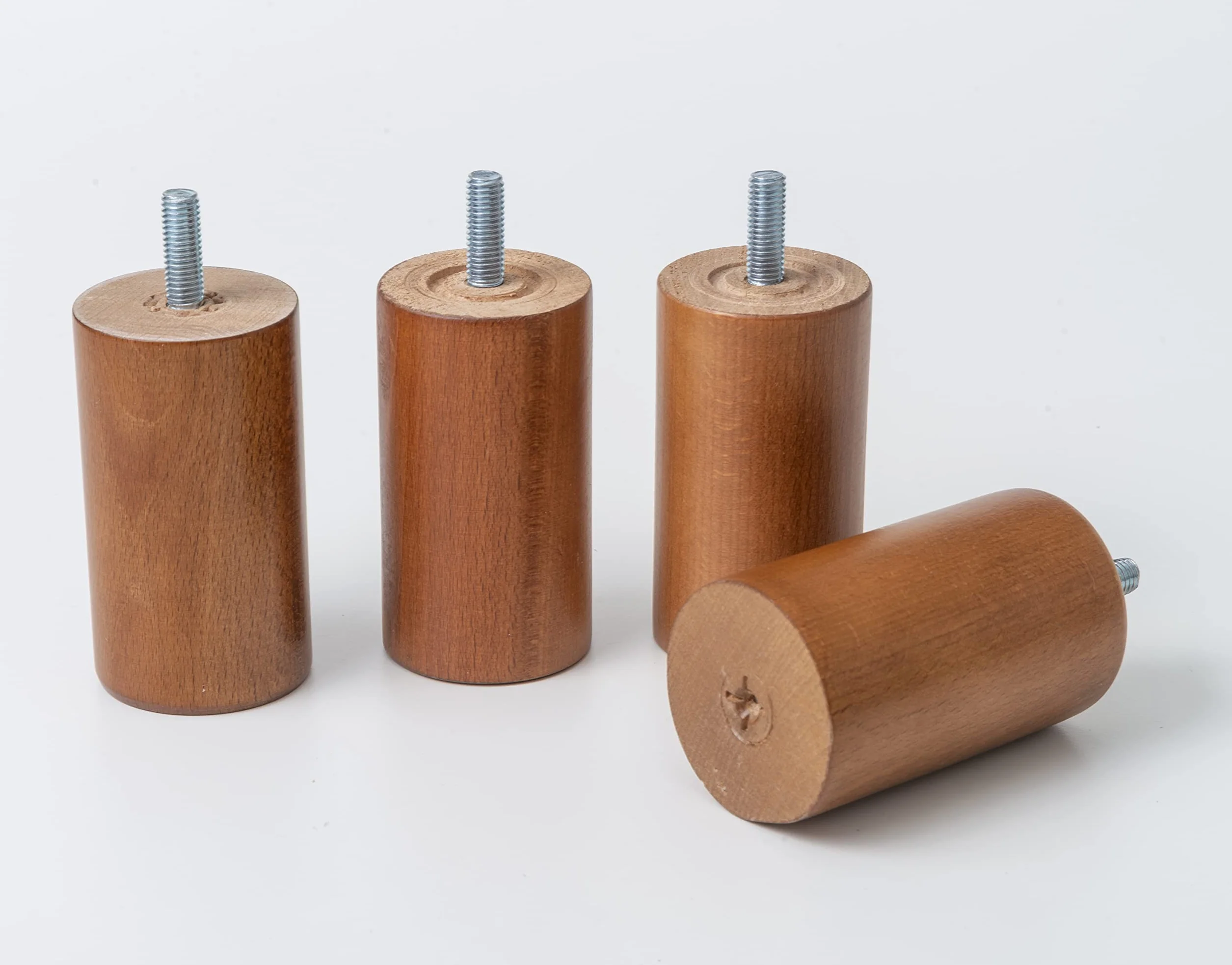 IPEA Piedini Mobili Legno Noce Set 4 Gambe Cilindro Altezza 100 mm Made in Italy