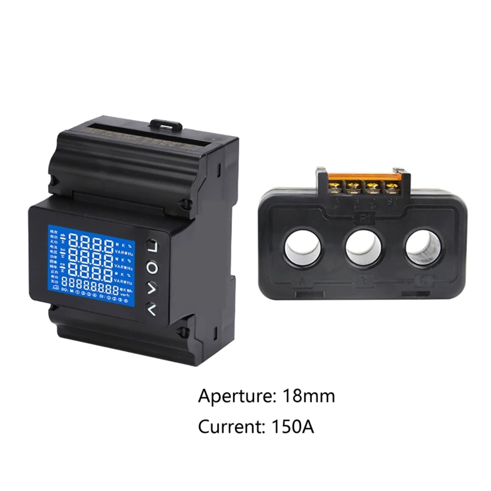 Misuratore di Potenza Digitale Watt RS485 Consumo di Corrente su Guida DIN Trifase CA 220 V(with 150A CT)