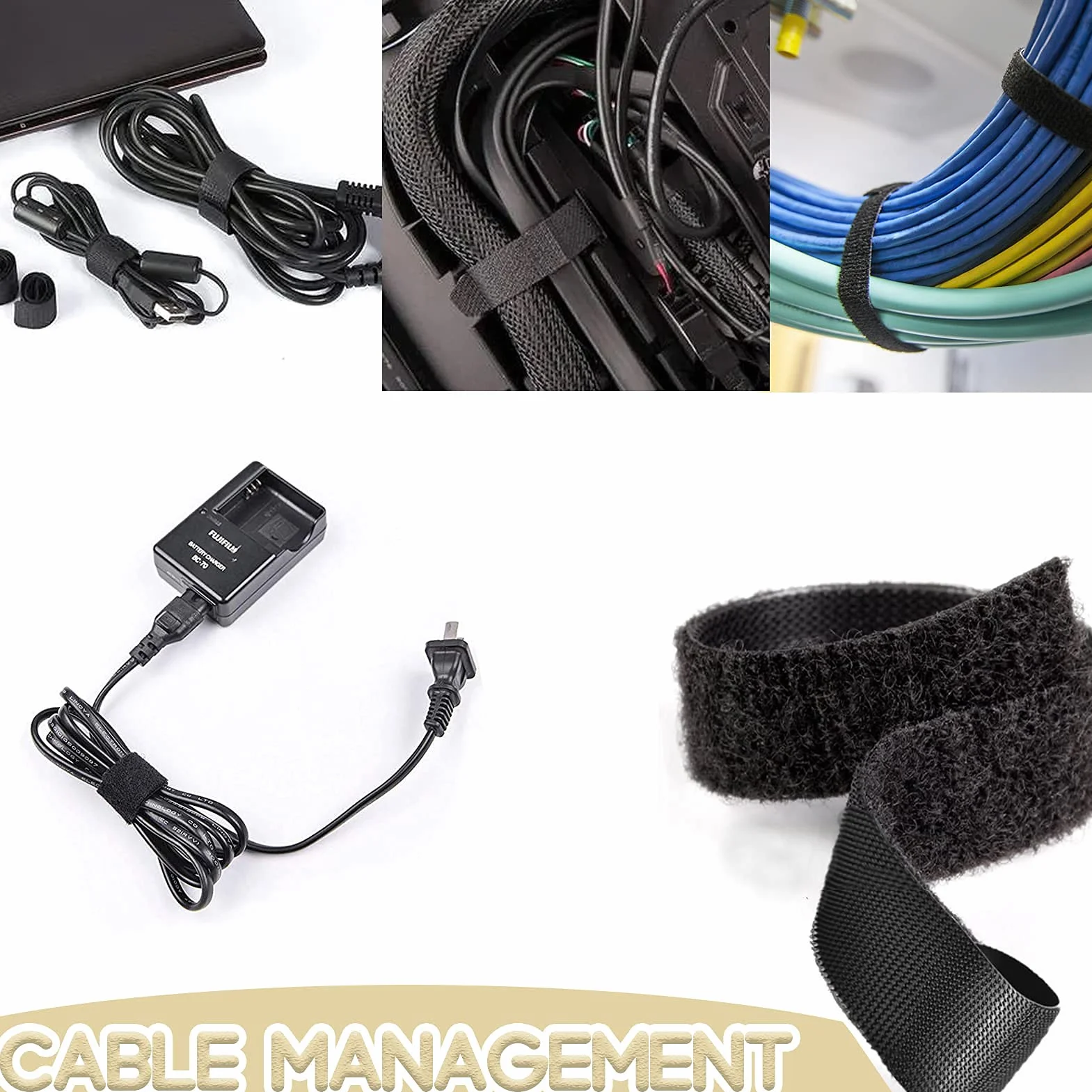TEUVO 50mm x 5M Fascette Fermacavo Riutilizzabili per Cavi, Cable Management