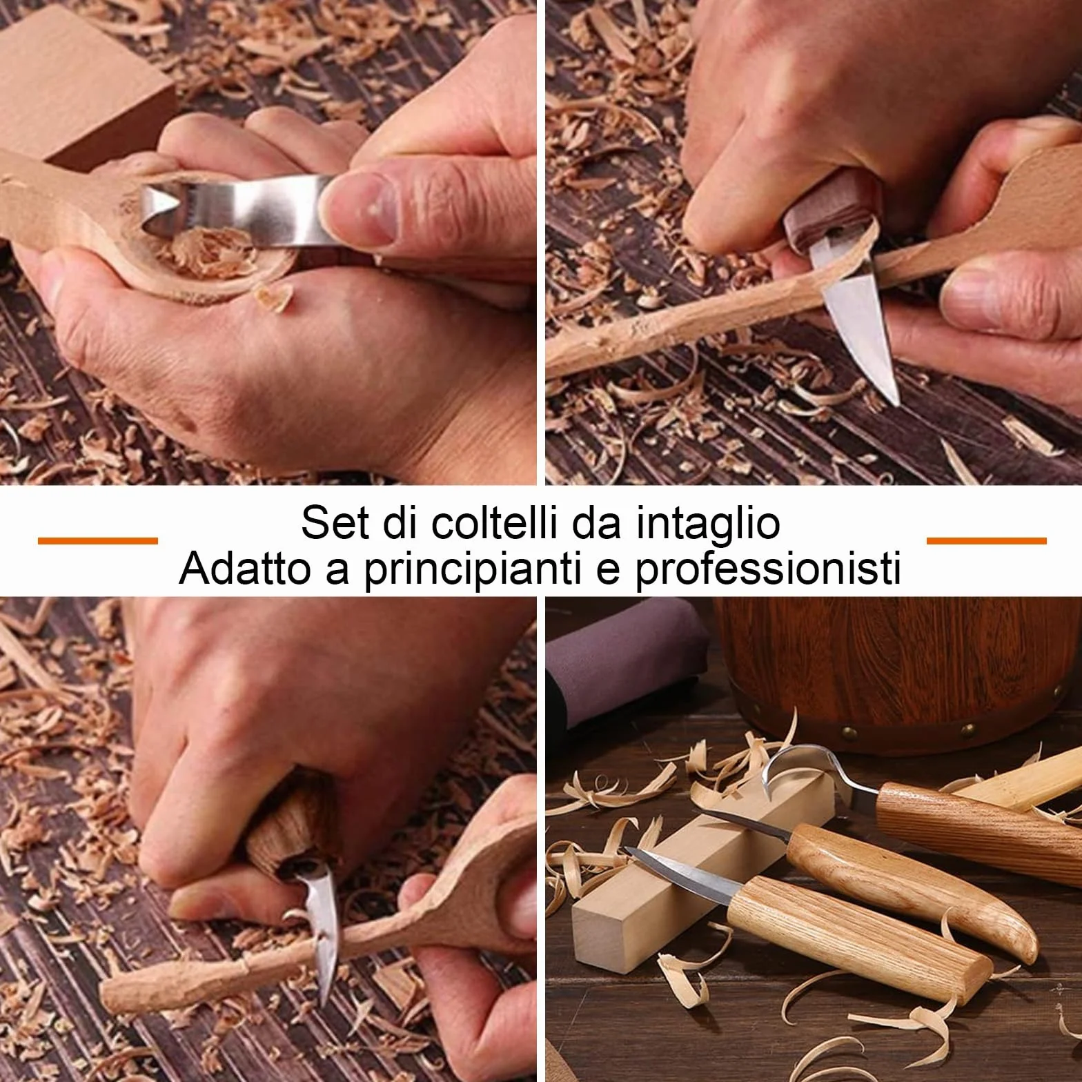 Strumenti Per Intaglio Del Legno - 21PCS Kit Intaglio Legno Professionale, Portare pietra pomice, cera, carta vetrata e guanti, Adatto a principianti e professionisti