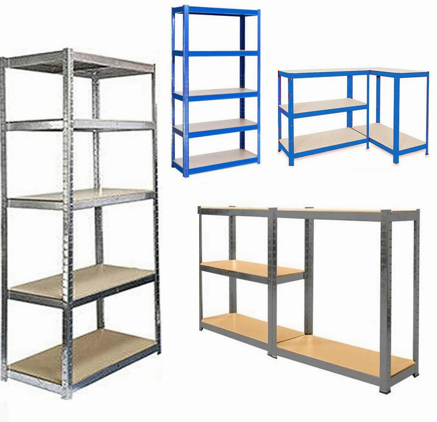Scaffale in metallo, 200 x 100 x 50 cm, 5 ripiani in MDF, regolabile, per garage, per carichi pesanti, facile da montare, max. 875 kg, colore: blu