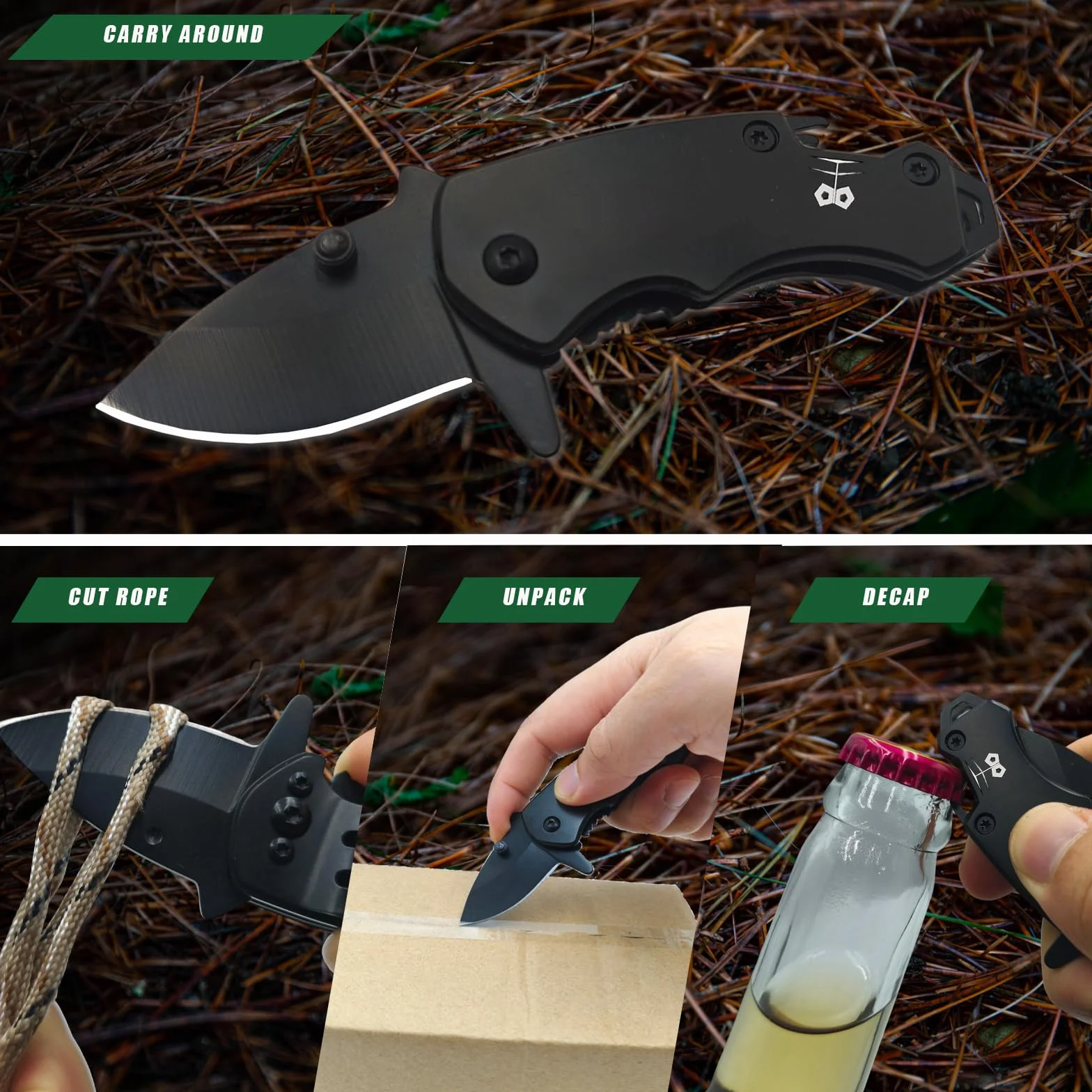 Coltello Piccolo Tascabile EDC Portachiavi Multifunzione Apribottiglie Pieghevole