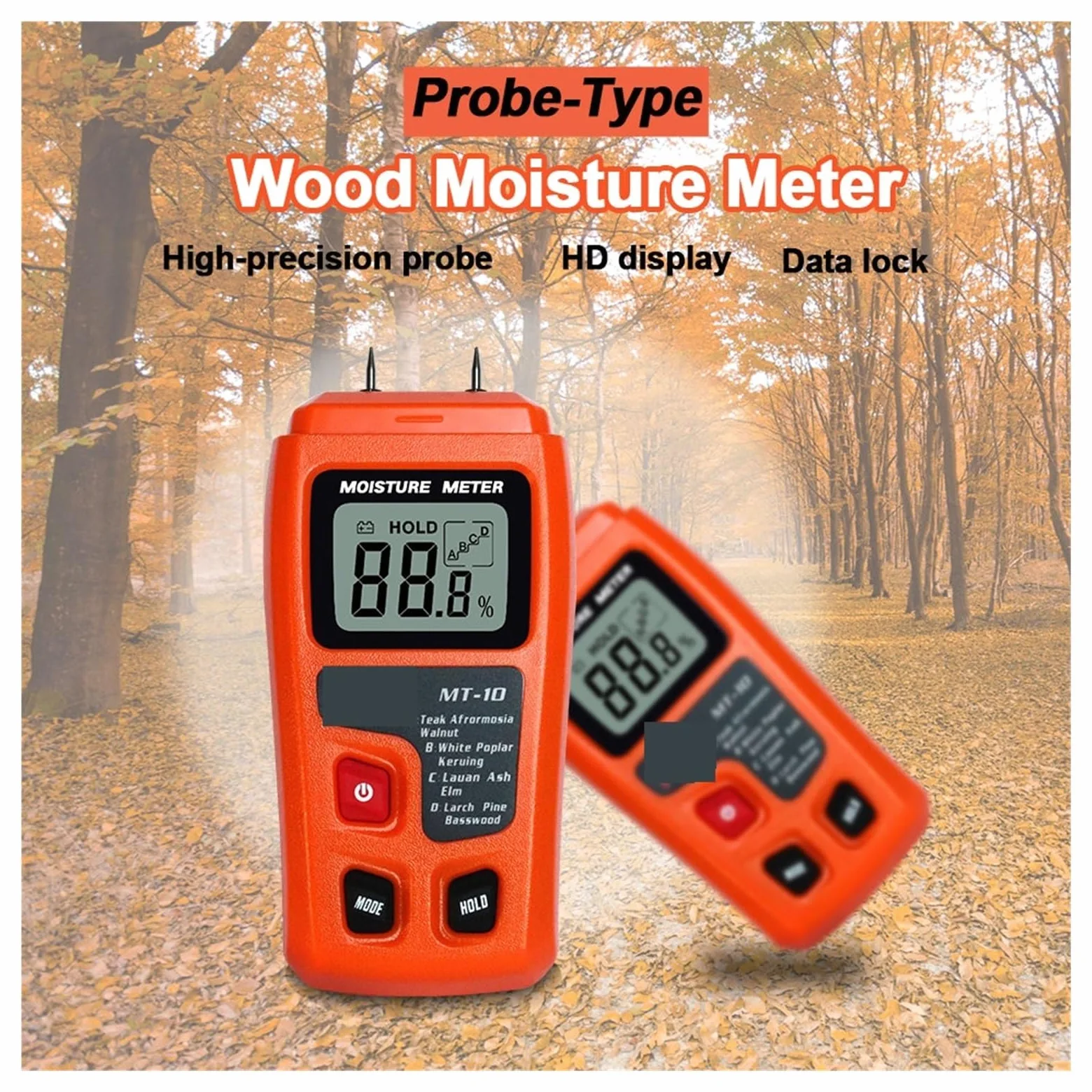 MT-10 EMT01 Misuratore di umidità del Legno Tester Igrometro Rilevatore densità'albero Grigio Arancione Piccolo Errore(Szary)