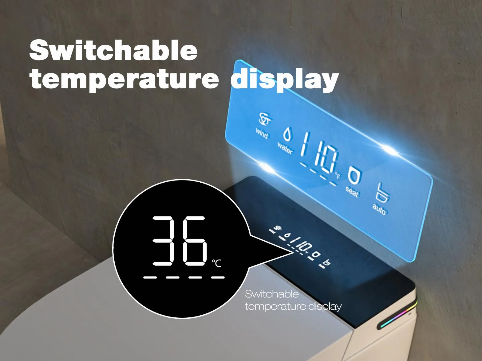 MEJE #MZE-G830E - Toilette intelligente da parete, WC intelligente allungato con bidet integrato, sedile riscaldato, asciugatrice ad aria calda, scarico automatico, apertura e chiusura automatica,