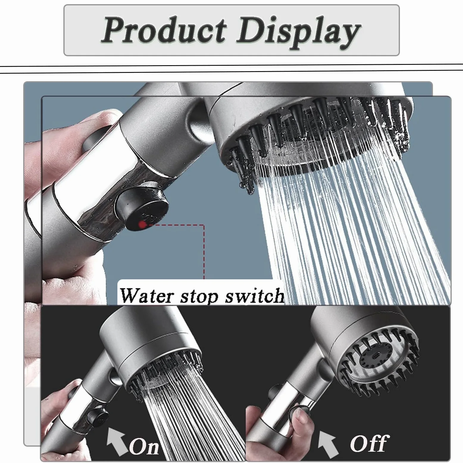 Soffione doccia per la purificazione dell'acqua ad alta pressione: arresto one-touch+vano filtro trasparente | Tubo flessibile da 1,5 m+set di 5 elementi filtranti, base a sgancio rapido intelligente(