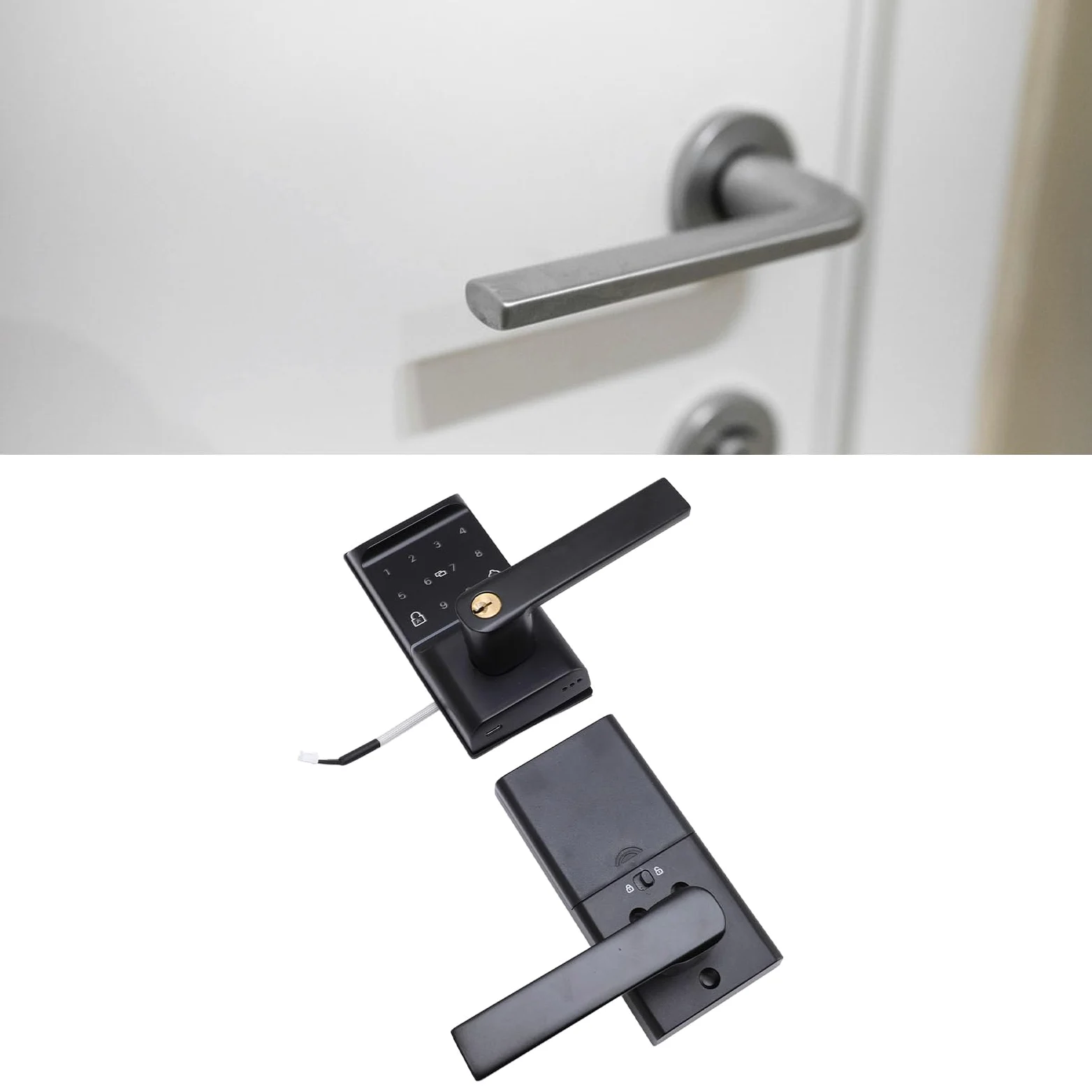 Serratura per Porta con Impronta Digitale, Ingresso Senza Chiave Intelligente WiFi 5 in 1 con Tastiera Touchscreen, Metodi di Sblocco Multipli per Appartamento