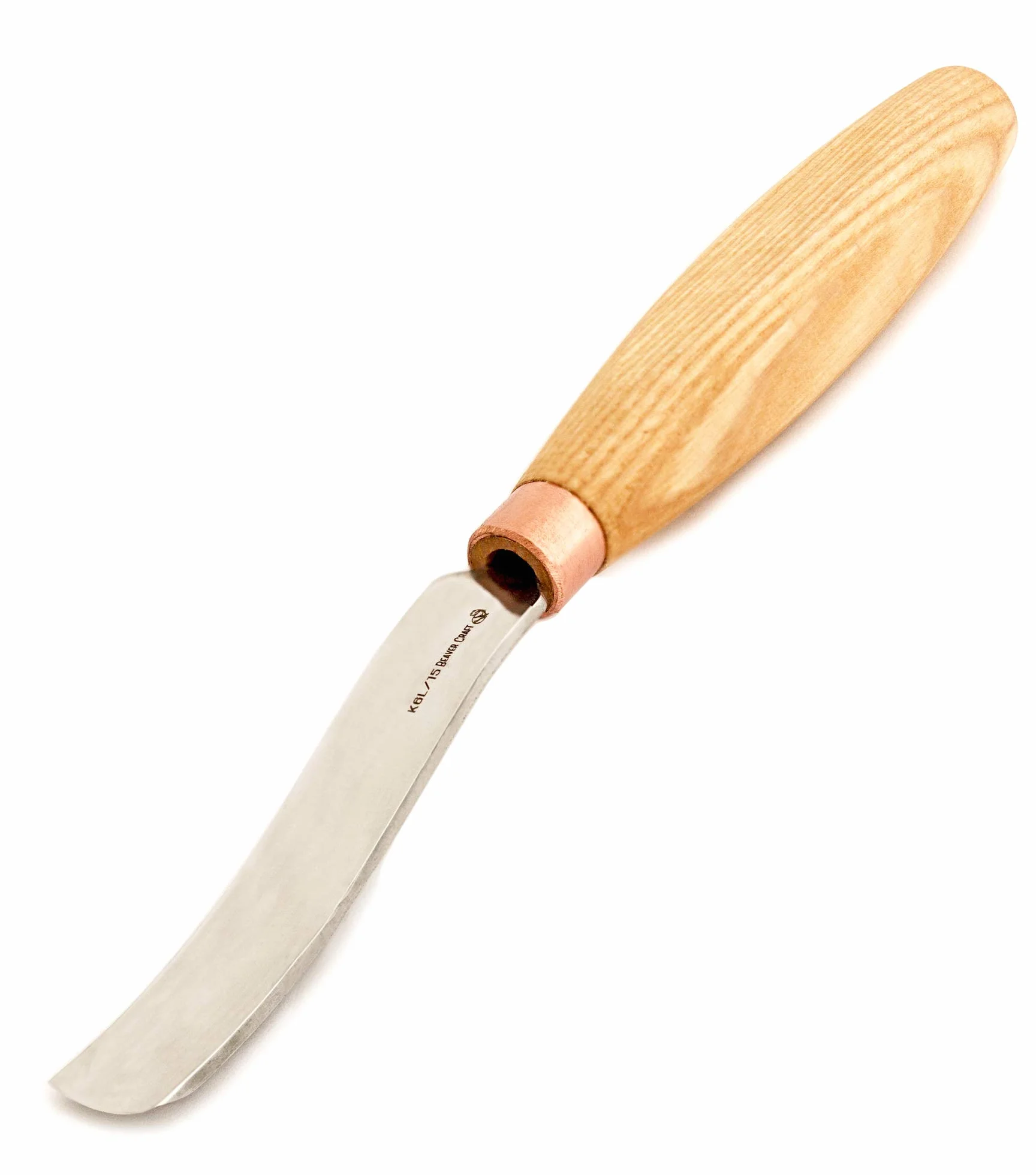BeaverCraft Sgorbia per intaglio di cucchiai di legno Scalpello compatto K6L/15 Strumenti per intaglio del legno Intaglio della ciotola Lama in acciaio al carbonio Sgorbia radiale con manico in legno