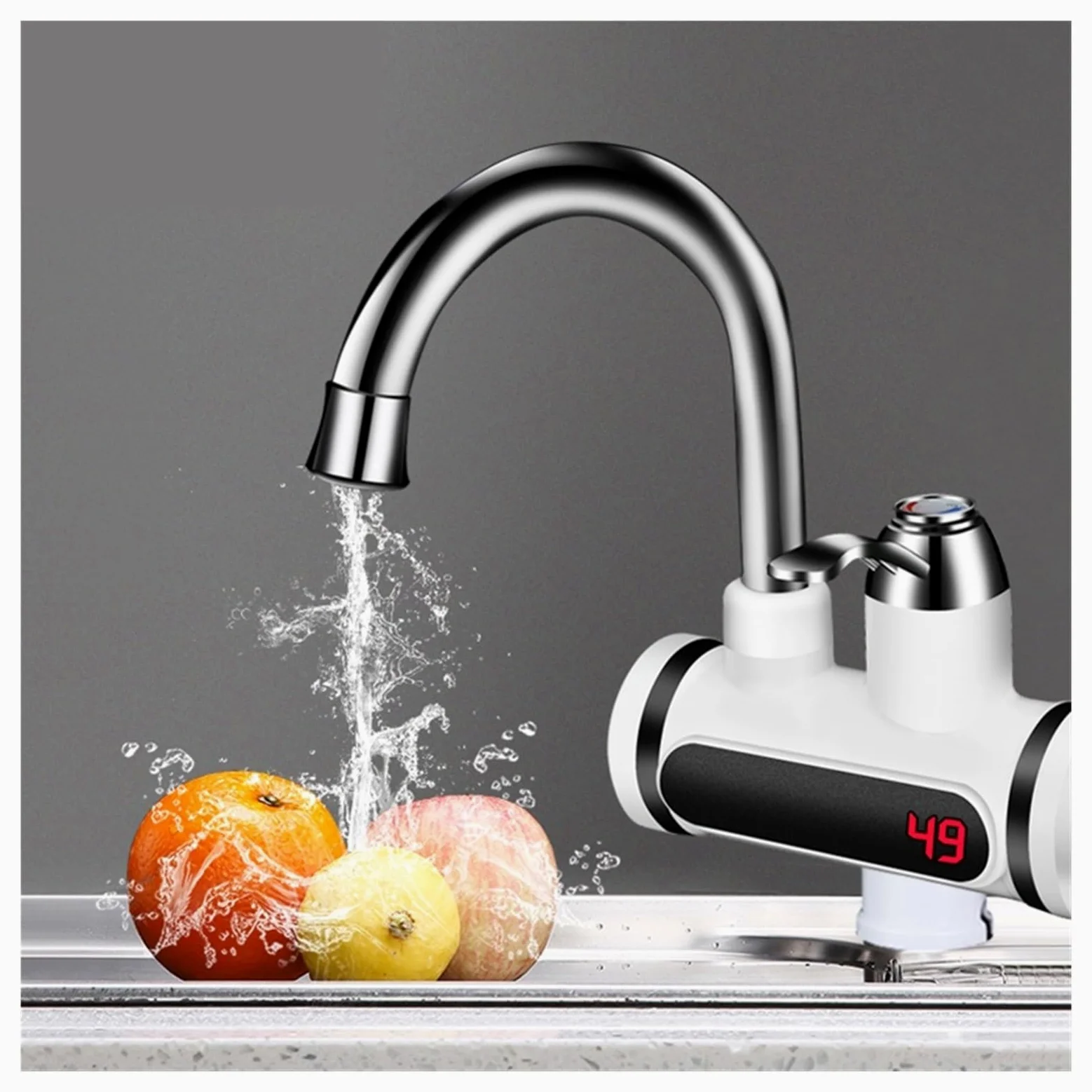 Display della temperatura dello scaldabagno del rubinetto elettrico Riscaldatori di acqua calda istantanei Riscaldamento dell'acqua senza serbatoio della cucina(SLT101 Long)
