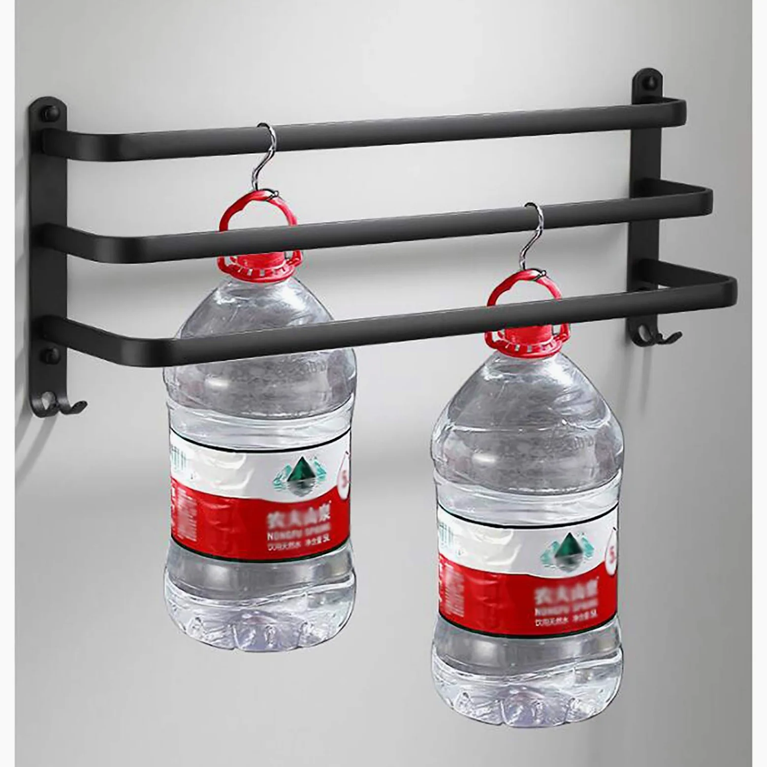 Portasciugamani da Bagno Nero a Parete, Portasciugamani da Bagno a Tre Strati, Portasciugamani in Alluminio Spazio Impermeabile e Antiruggine per Cucina, Doccia, Hotel/60Cm