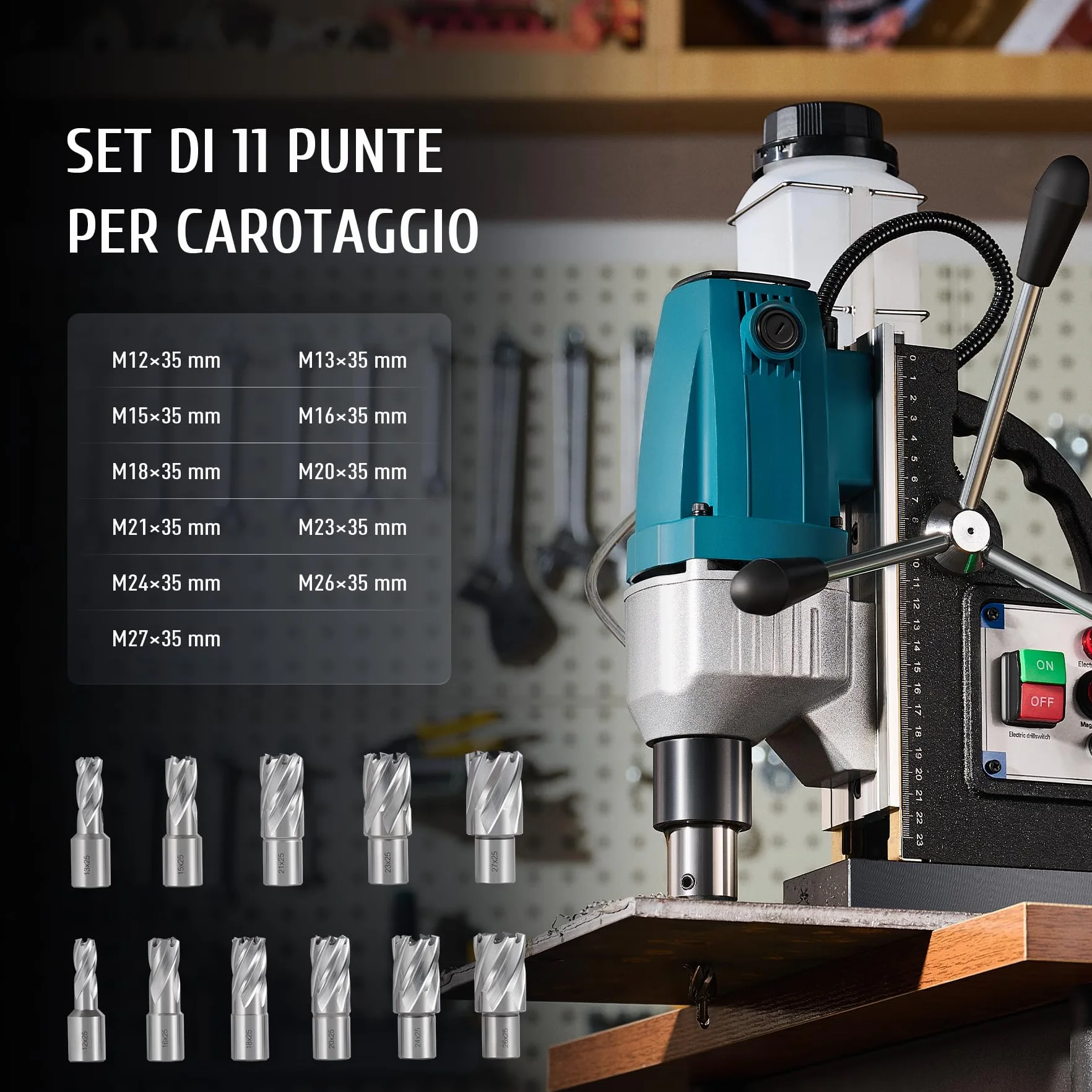 ZELCAN 1100W Trapano Magnetico Elettromagnetico Portatile 12000N Fino a 40 mm Profondità 50 mm