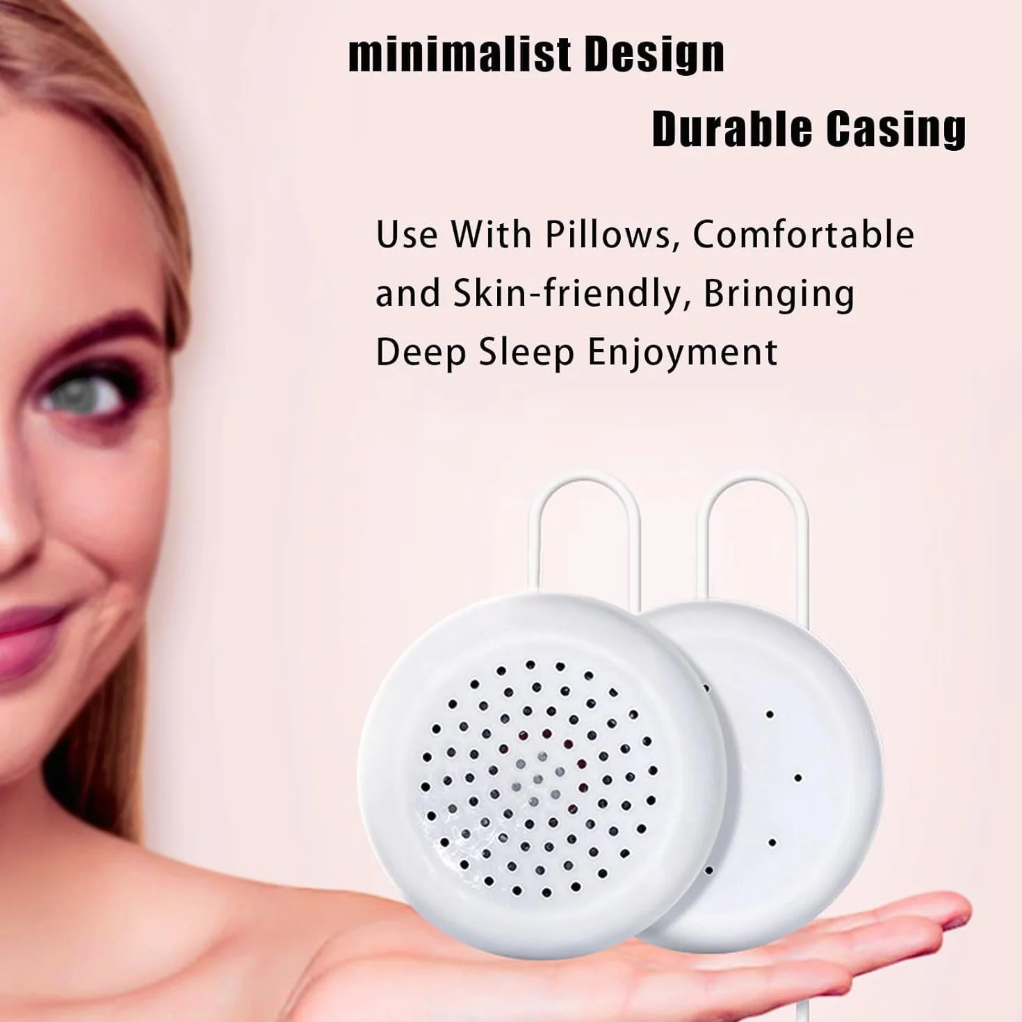 Flylin Altoparlante per Cuscino, Doppio Mini Altoparlante Stereo Migliorato, Bianco Rotondo, Cavo 3.5mm, Compatibile con Telefono, MP3 e CD, per Dormire e Rilassarsi