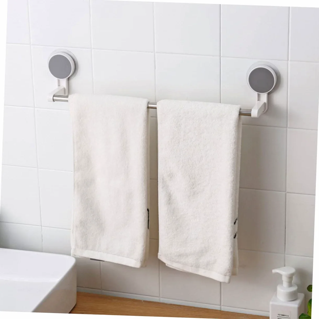 2 pezzi anello per portasciugamani per appendiabiti, portapiatti, piatto, parete singola, per lavabo, organizer, copertura, bianco, da appendere, bagno, in acciaio, mano di support