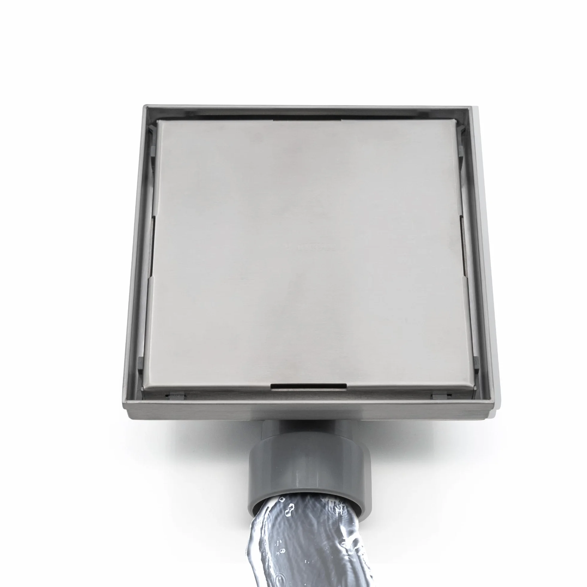 VANCOCO Scarico Doccia a Pavimento Quadrato 15×15 cm 2-in-1 Invisibile in Acciaio Inox, Sifone Orientabile 360°, Valvola Antiodori, Filtro per Capelli