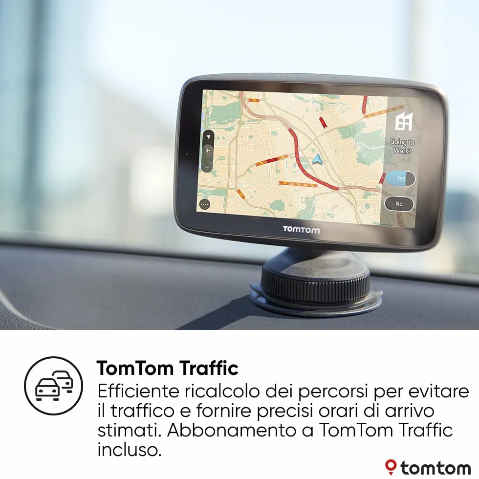 Navigatore per automobili TomTom GO Navigator (6 pollici, informazioni sul traffico in tempo reale e Avvisi su Tutor e Autovelox di prova, Mappe del mondo, aggiornamenti tramite WiFi)