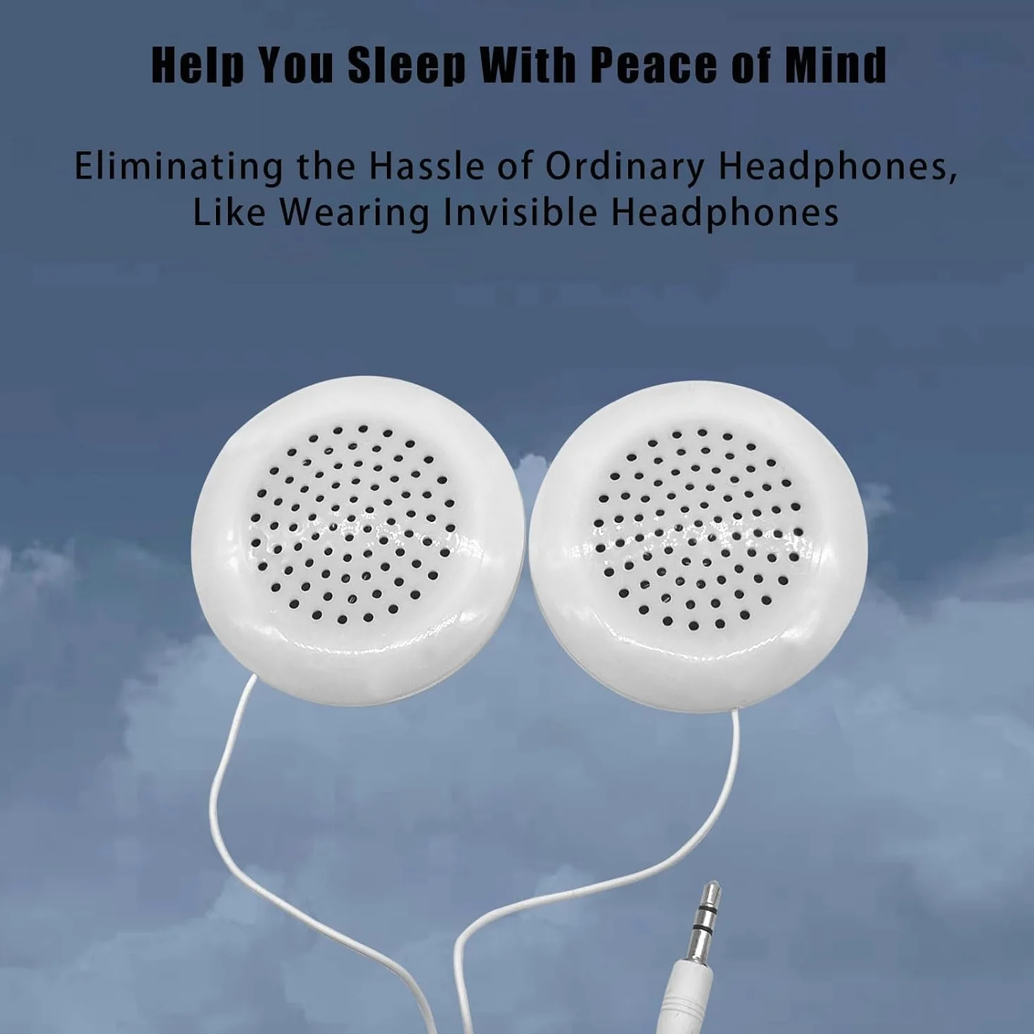 Flylin Altoparlante per Cuscino, Doppio Mini Altoparlante Stereo Migliorato, Bianco Rotondo, Cavo 3.5mm, Compatibile con Telefono, MP3 e CD, per Dormire e Rilassarsi