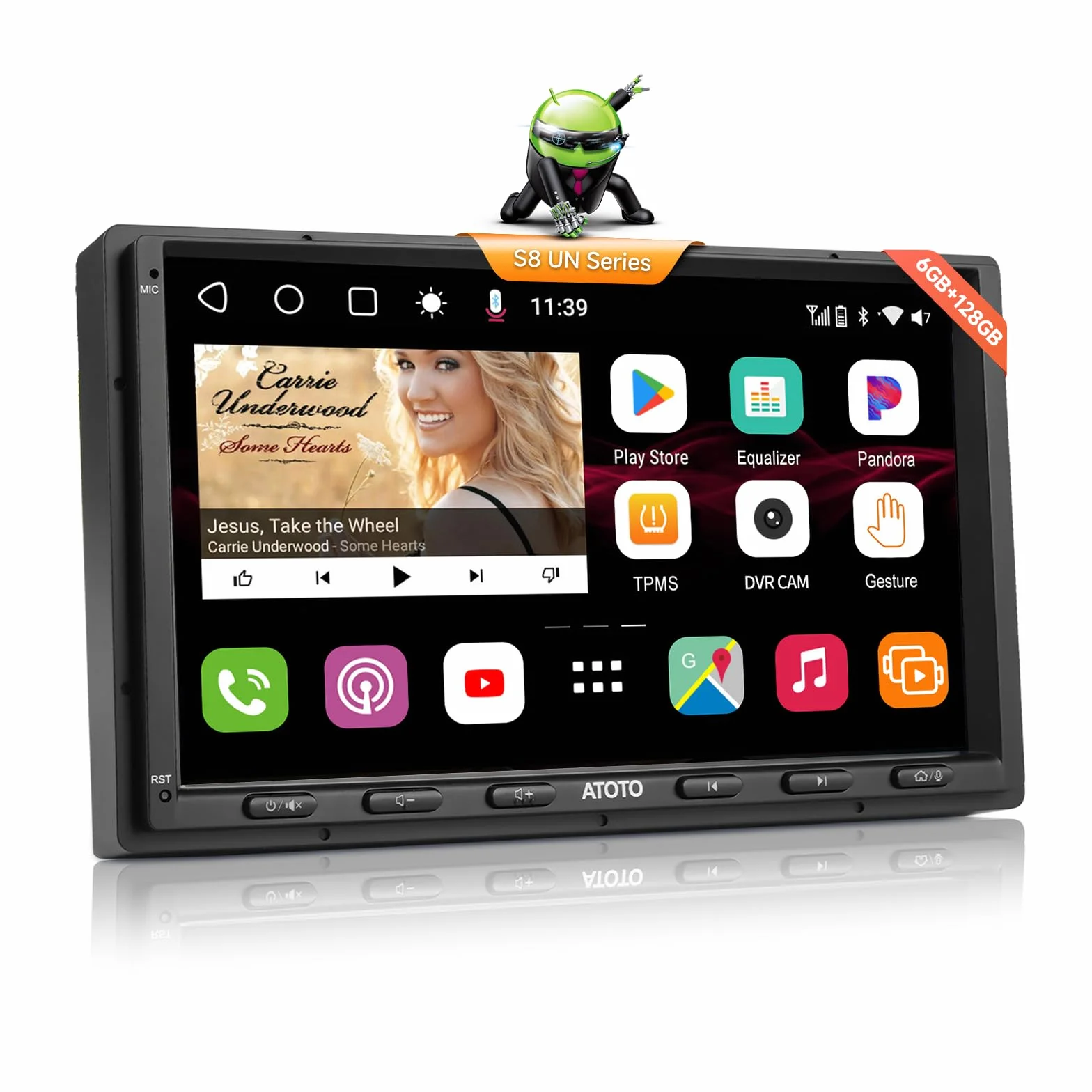 ATOTO S8 7" QLED 6G+128G Autoradio 2 din Android GPS per auto, CarPlay & Android Auto senza fili , 4G LTE integrato, Tethering WIFI/USB/BT, 2 Bluetooth con aptX HD,4*49W Amp, DSP, LRV&SCVC, S8G2A79UN