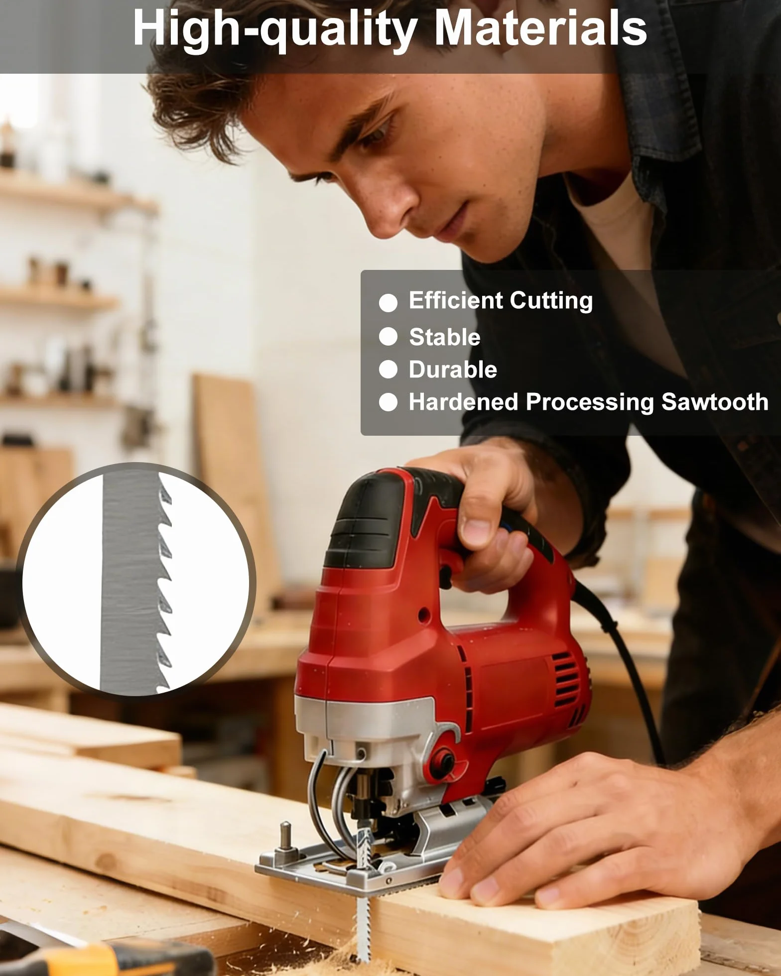 Set 60 Lame per Seghetto Alternativo – Lame T-Shank per Legno, Plastica e Metallo, Lame Seghetto Alternativo Legno, Seghetto per Metallo, Lame Lunghe con Pratico Contenitore per Conservazione