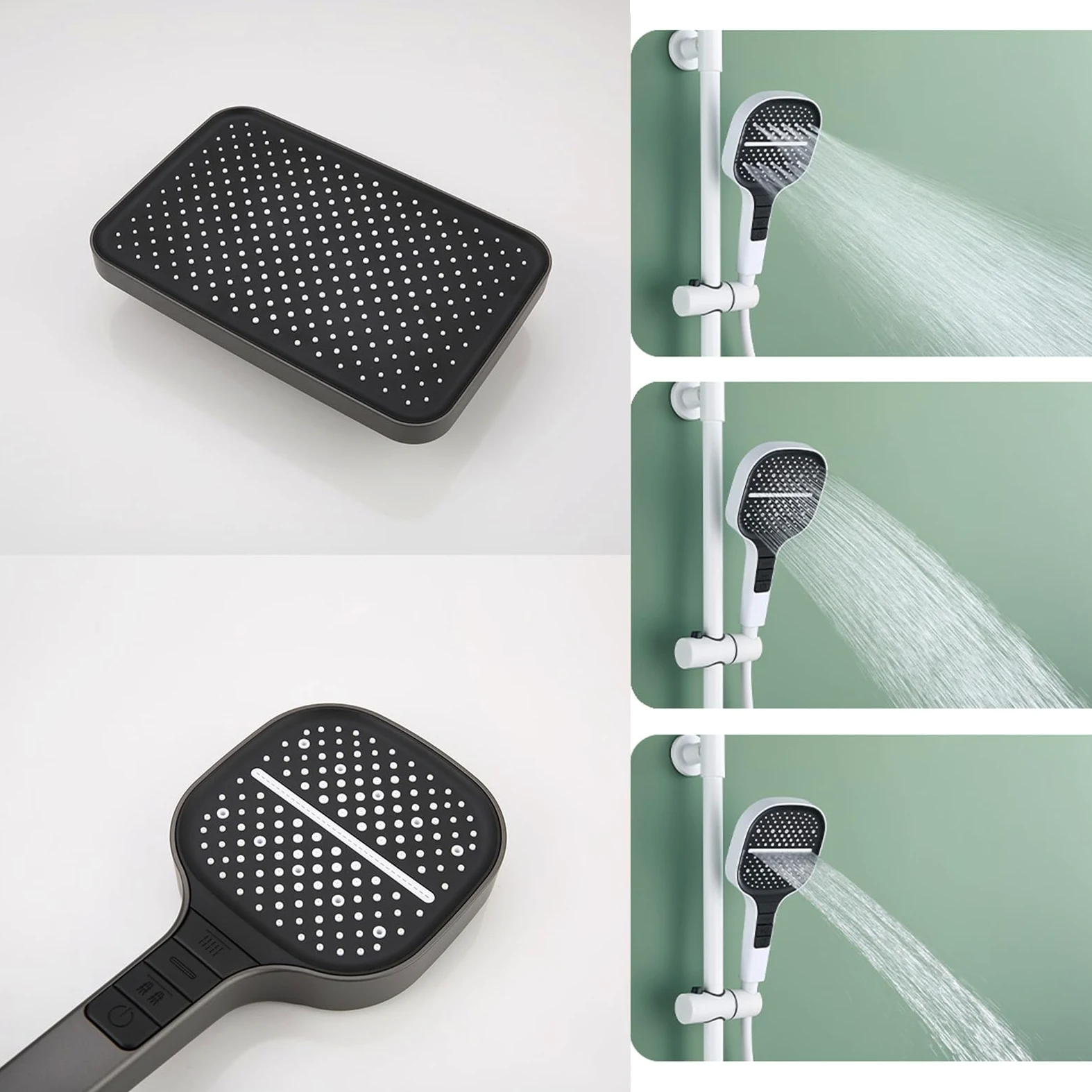 Set di rubinetti per Sistema Doccia con Display Digitale, luci ambientali, soffione a Pioggia, doccetta a 3 modalità, spruzzatore per Bidet a 2 funzioni, beccuccio per Vasca a casc