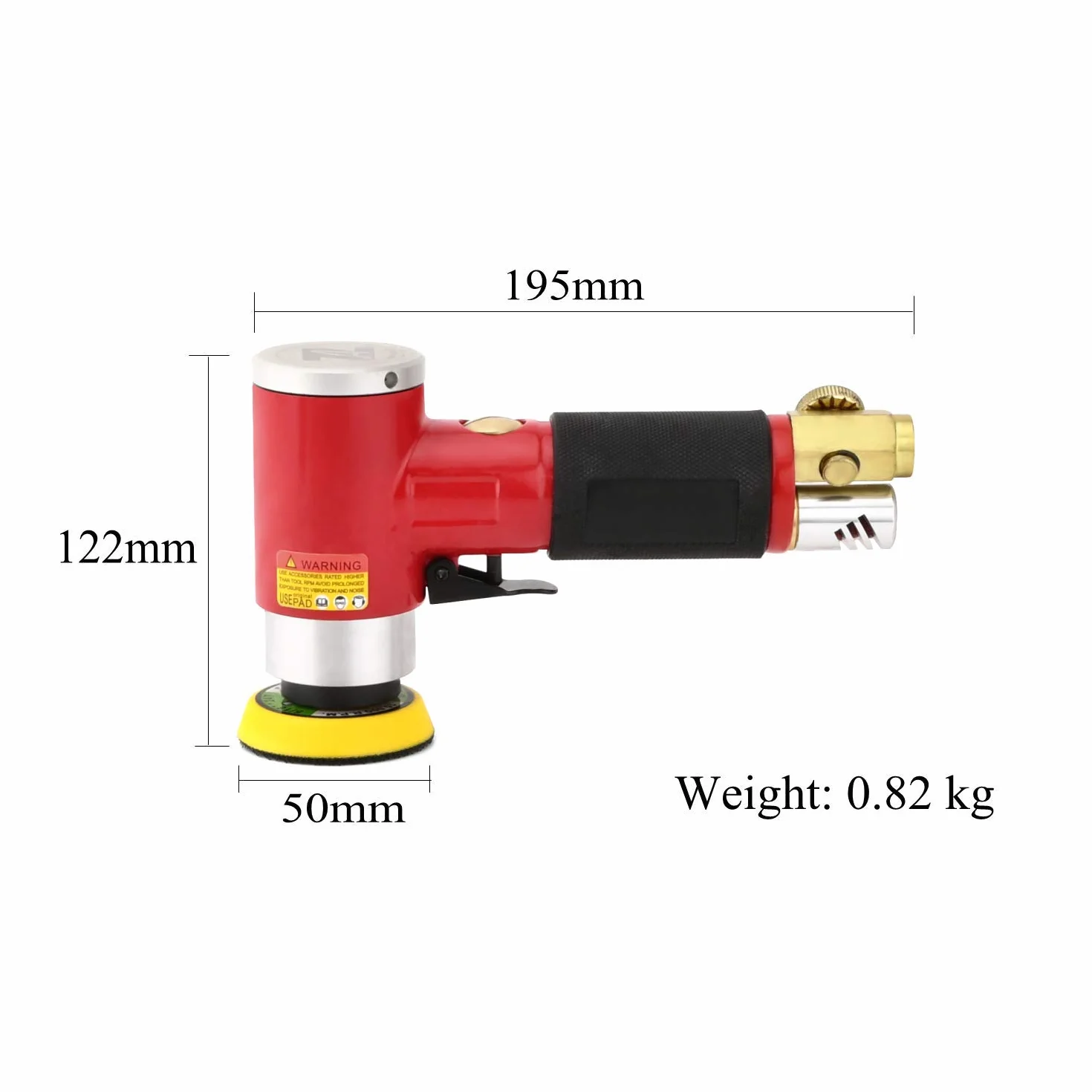 Smerigliatrice eccentrica angolare pneumatica Lucidatrice Mini lungo rettilineo rosso 50 mm 75 mm Disco abrasivo