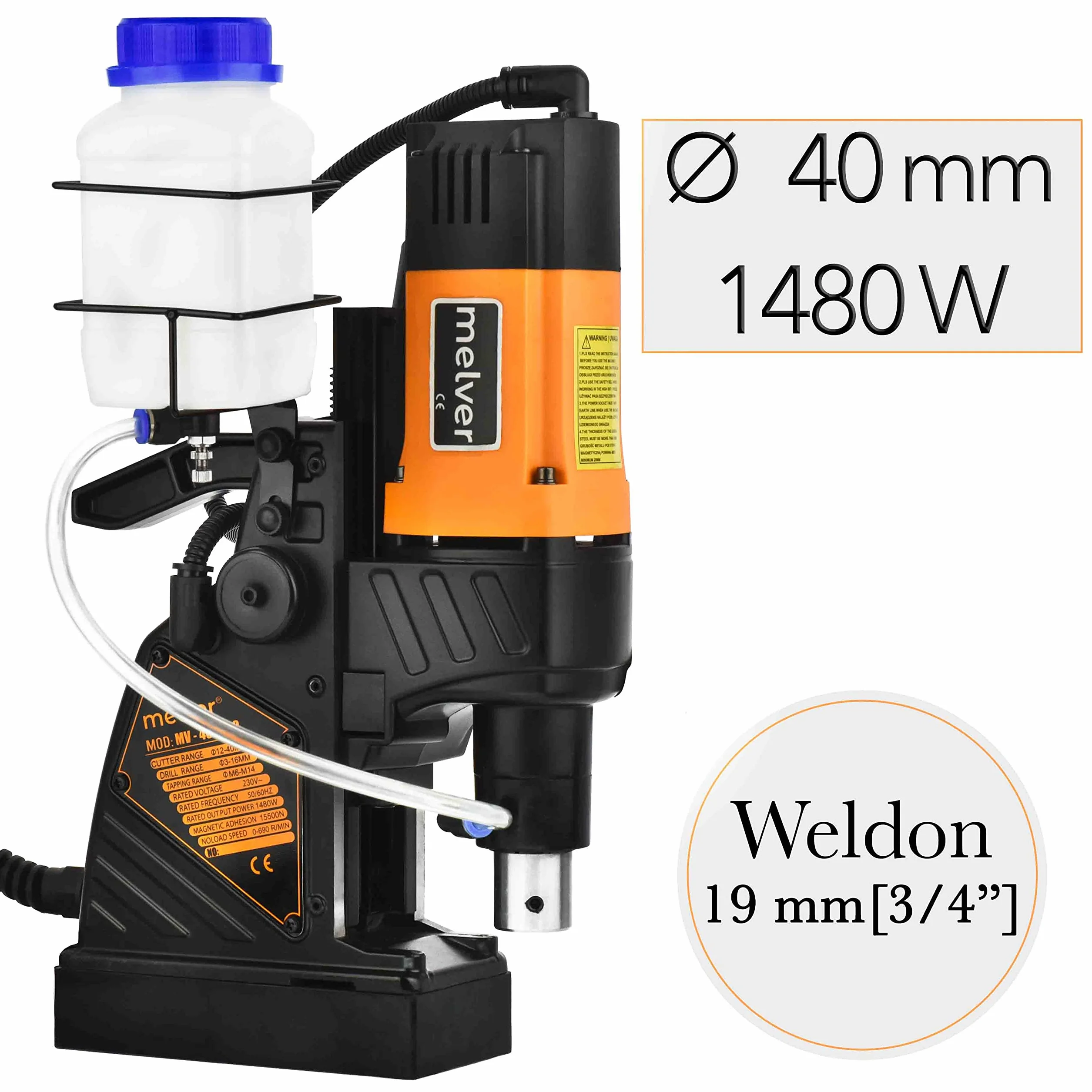 MELVER Trapano Magnetico 1480 W 10 kg Maschiatrice MV-N4000RC