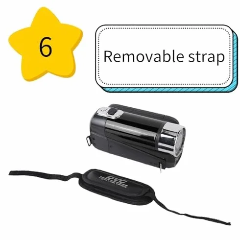Videocamera Videocamera, 16x 1080P 30FPS Camera Recorder con Schermo Girevole TFT da 2,7 Pollici, Luce di Riempimento, Altoparlante Incorporato, Supporto 32 GB, per (Nero)