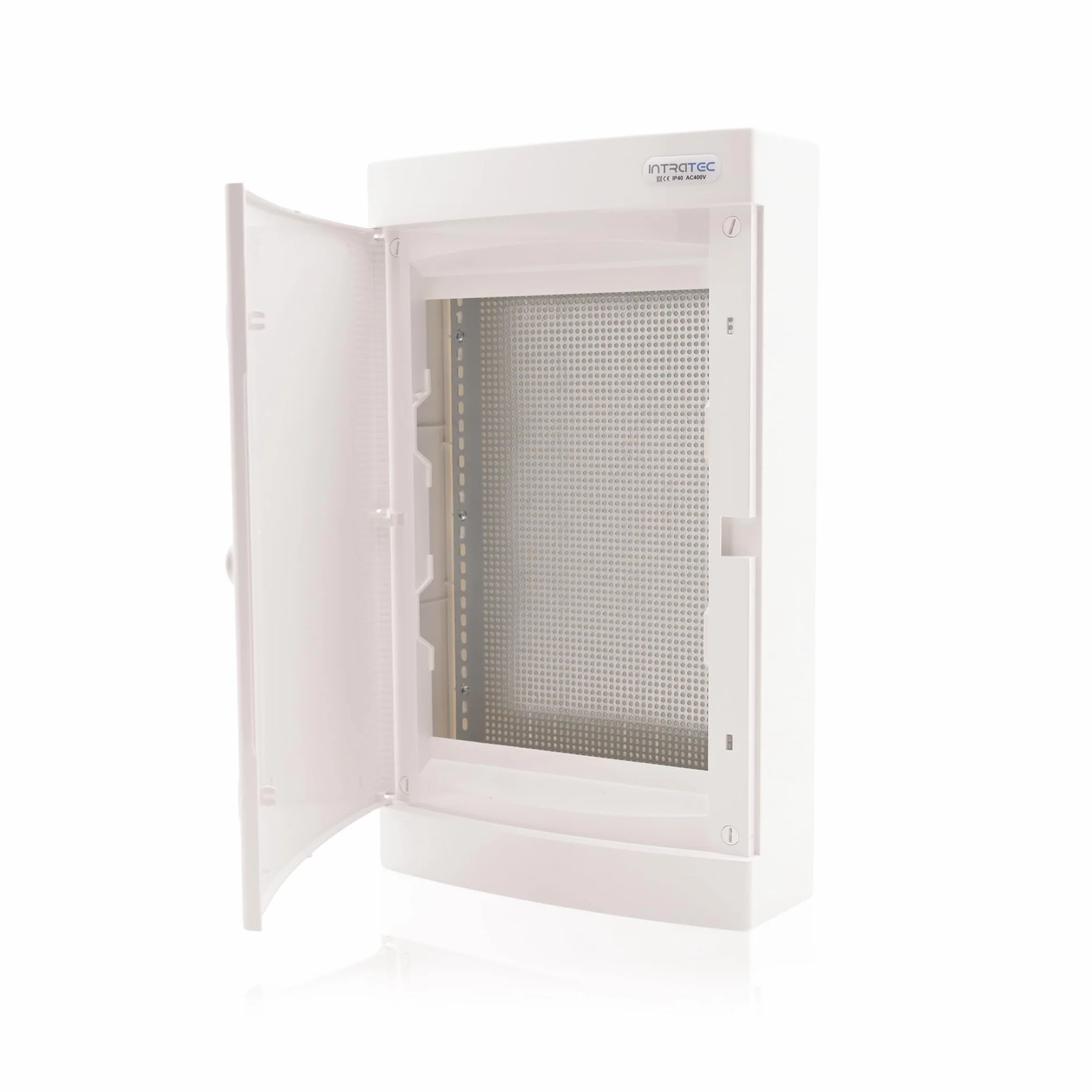 Intratec ripartitore di comunicazione a parete, IP40 – Distribuzione multimediale per casa connessa, armadio per sistemi multimediali, 287 x 485 x 112 mm, bianco