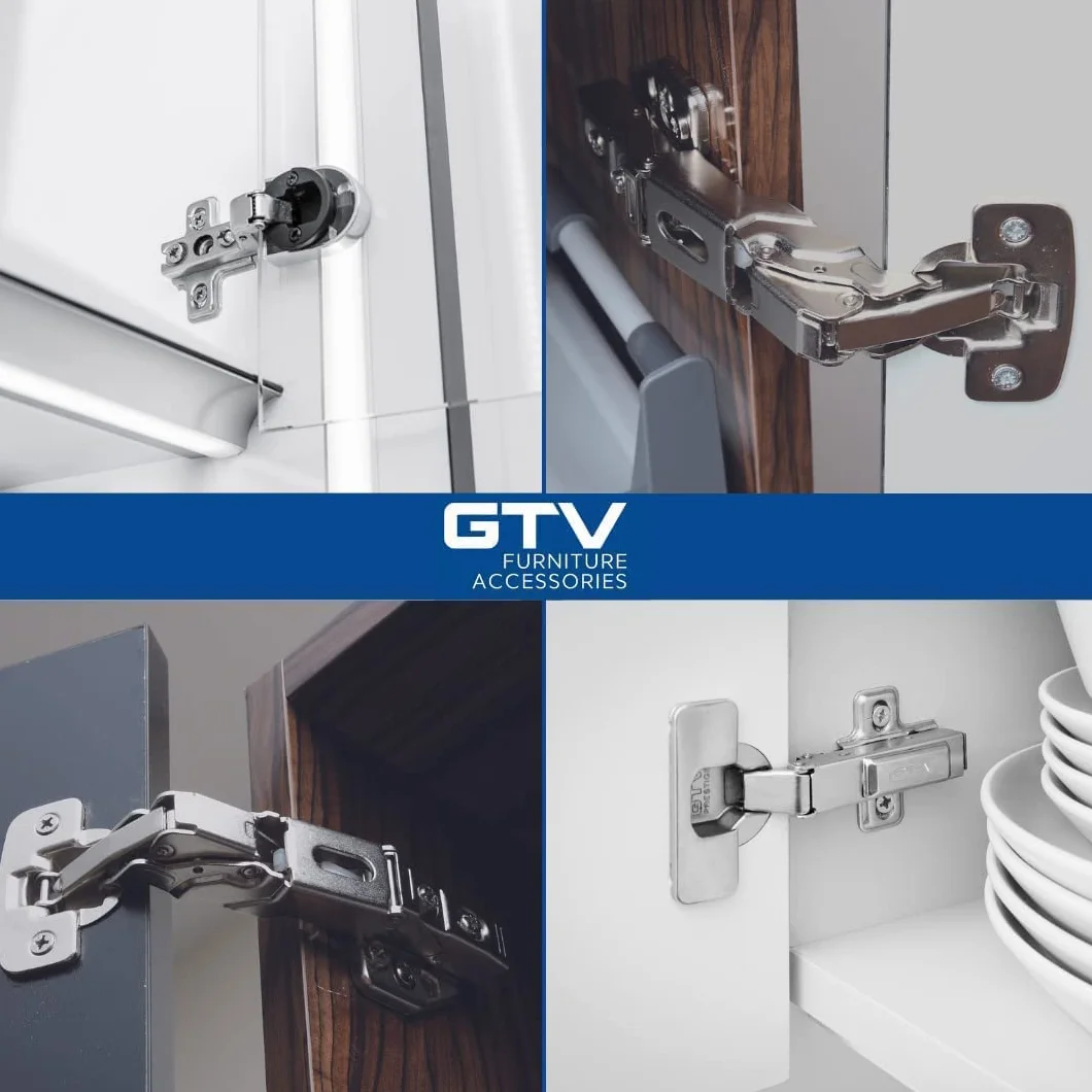GTV Cerniera Idraulica ECHC per Mobili, Chiusura Ammortizzata, Regolazione 3D, Montaggio Clip-On, per Anta a Sormonto Interno, Diametro 35 mm, Nichel