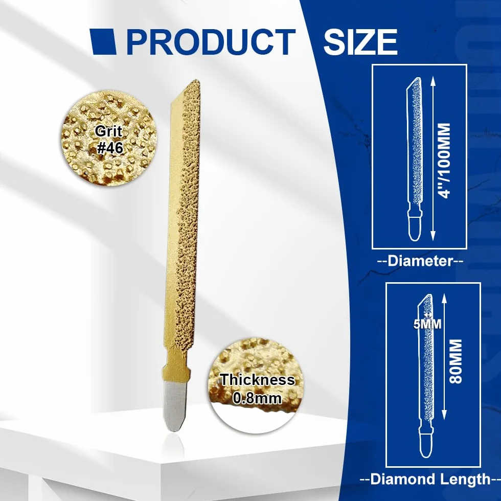 Shdiatoo - Set di lame diamantate per seghetto alternativo per piastrelle in granito e marmo, in plastica, 100 mm, qualità professionale