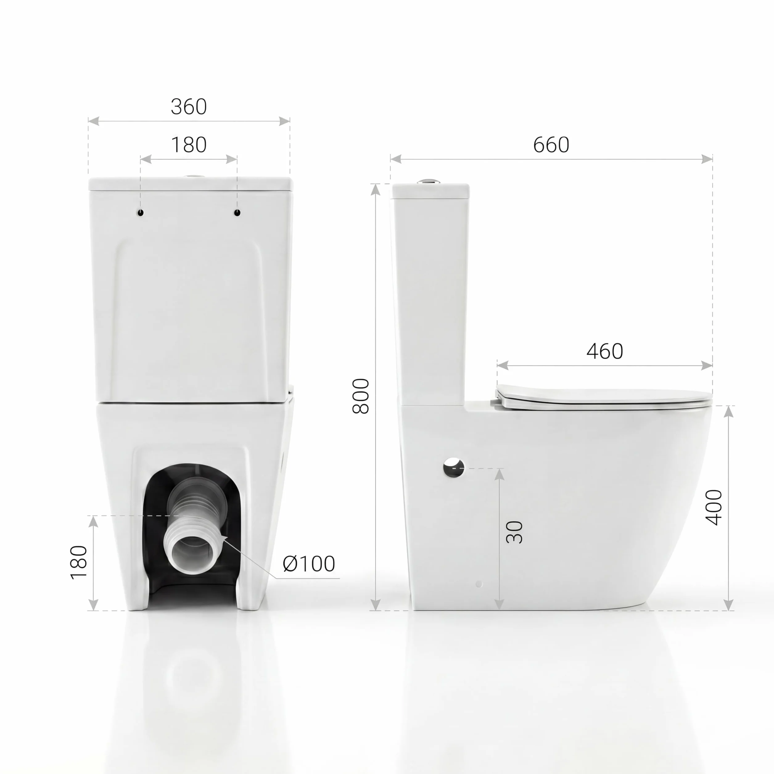 LAVITA WC monoblocco con cassetta di scarico integrata RUNSON WHITE ceramica senza brida chiusura ammortizzata TORNADO