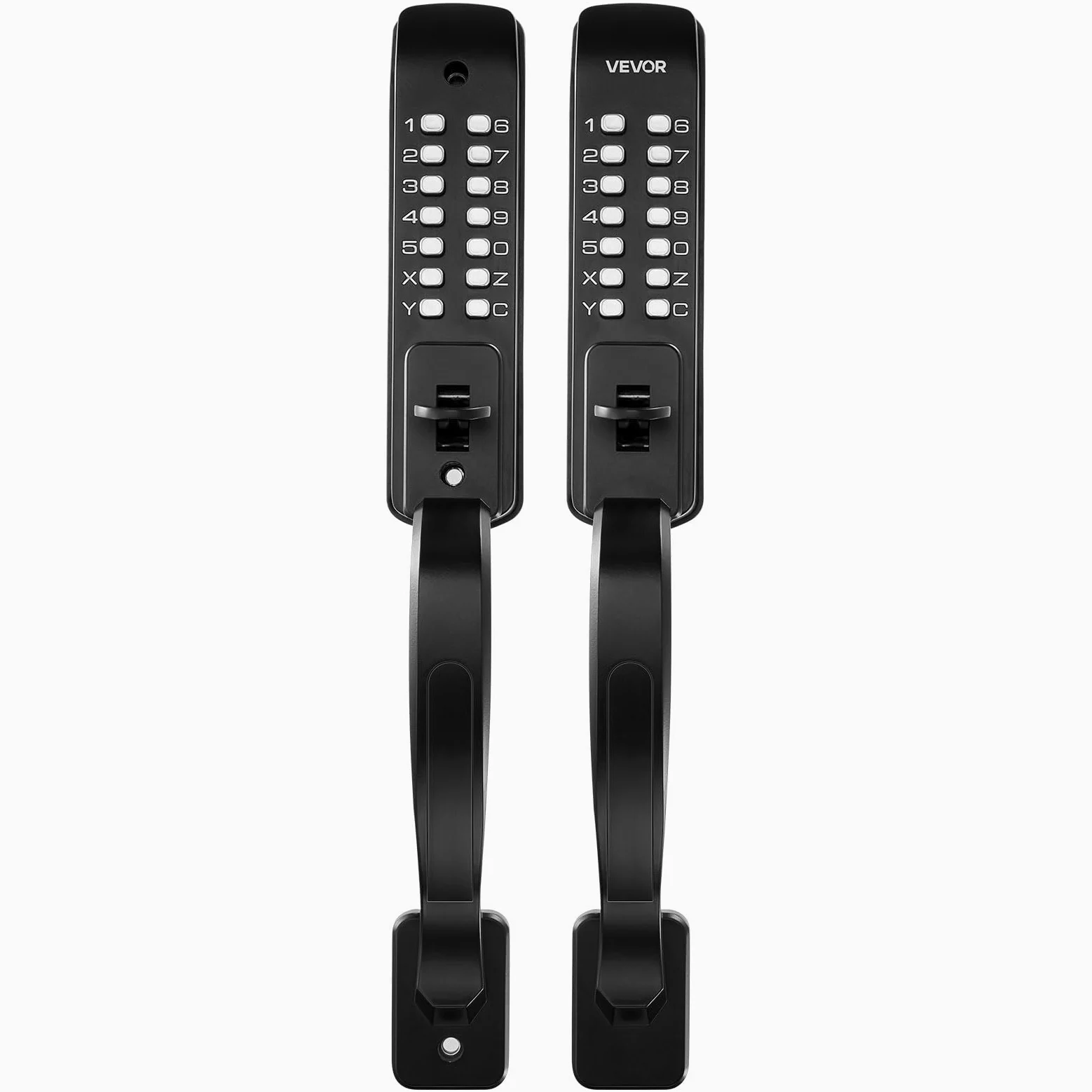 VEVOR Serratura Meccanica a Combinazione per Porte con Tastiera Bifacciale Codice da 4-7 Cifre con Manico, Serratura Senza Chiave a Combinazione Porte d'Ingresso, Giardino, Cancello, Nero