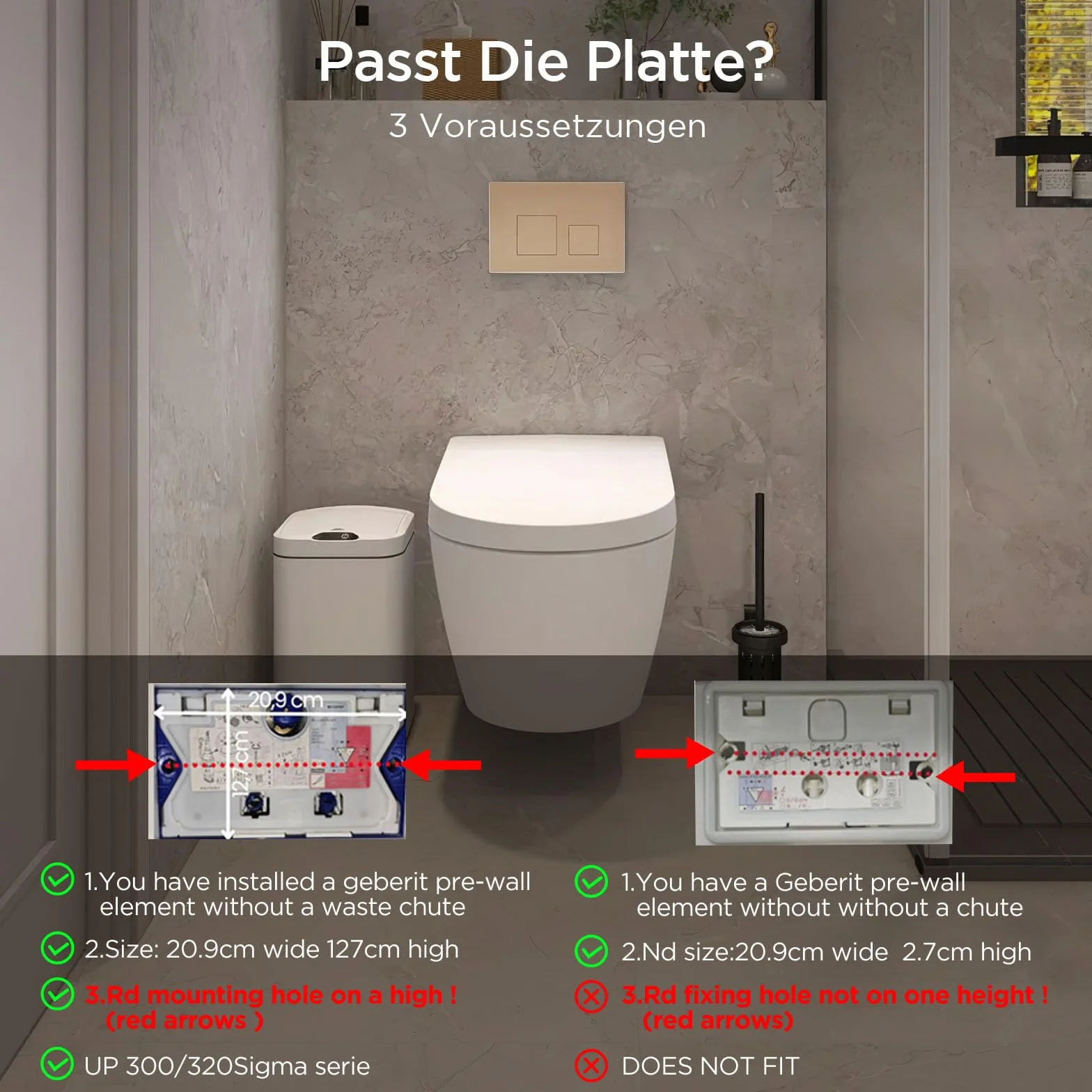 Piastra di controllo WC sospesa Geberit Sigma 20 UP300 UP320 doppia caccia