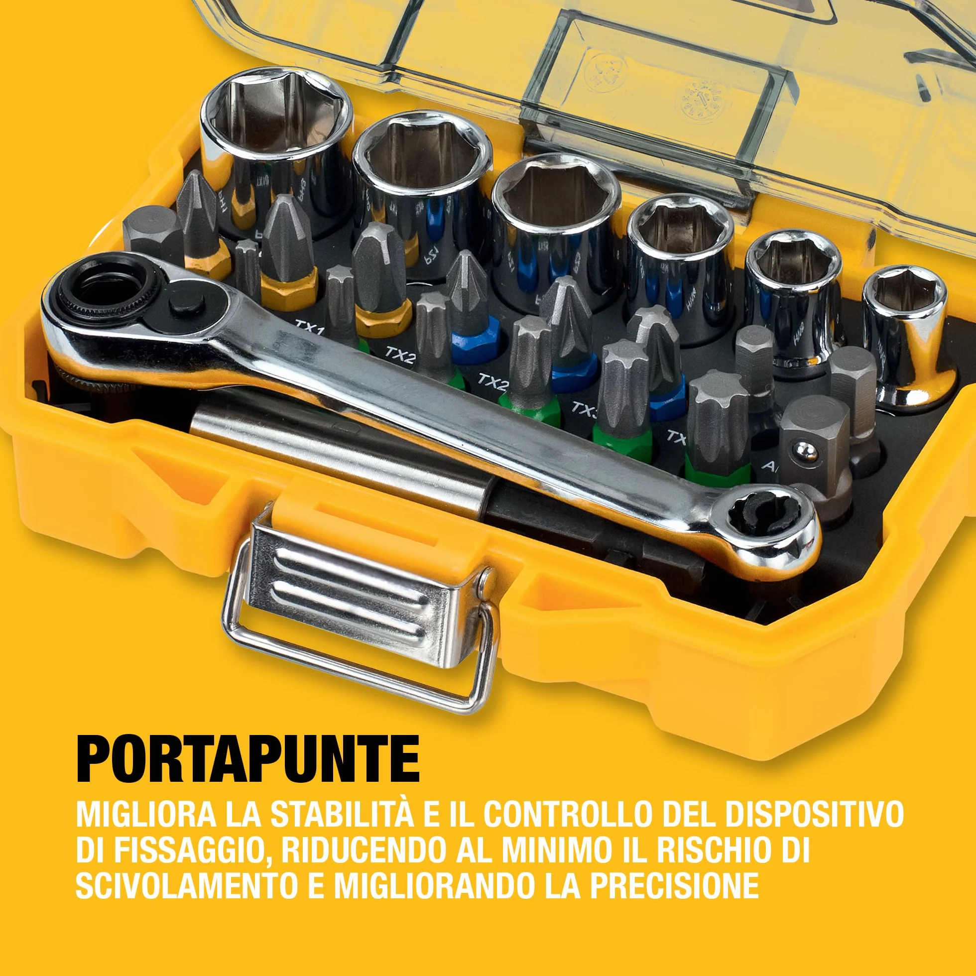 DEWALT Set di chiavi a bussola e cacciaviti extra piccoli da 25 mm (24 pezzi), DT71516-QZ