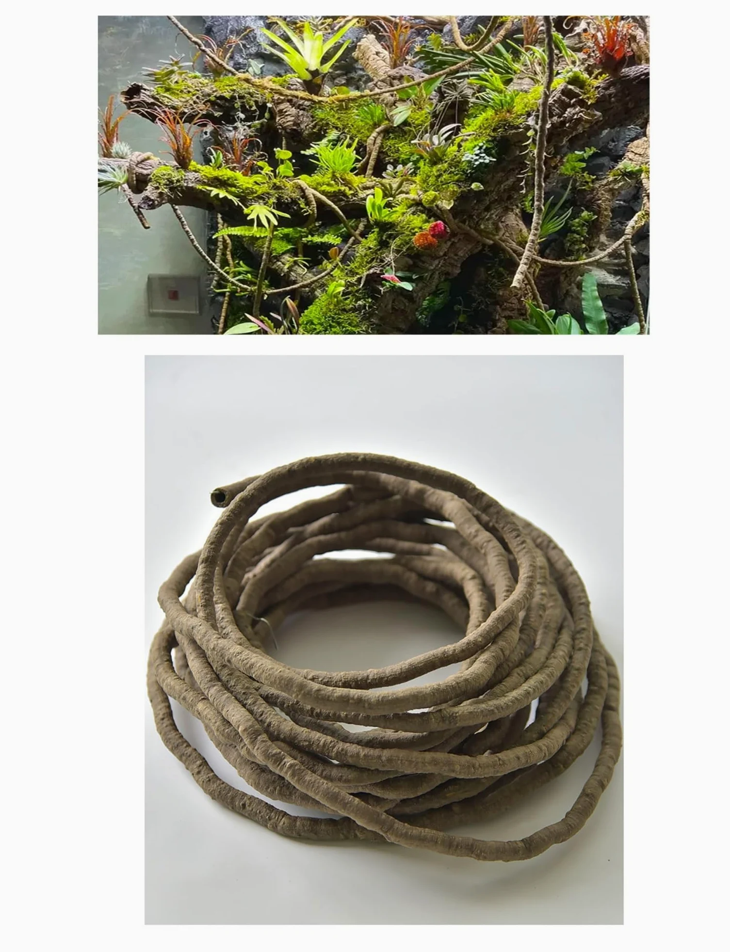 Copricavo esterno flessibile effetto liana e corteccia | Guaina effetto corteccia per protezione cavi e decorazione giardino(2x500cm)