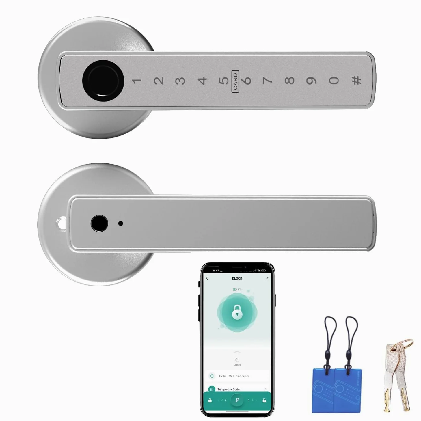NEWFUN Serratura Smart Porta Blindata,Serratura Wifi,Con chiave, scheda chiave, APP Bluetooth per la serratura della porta, impermeabile