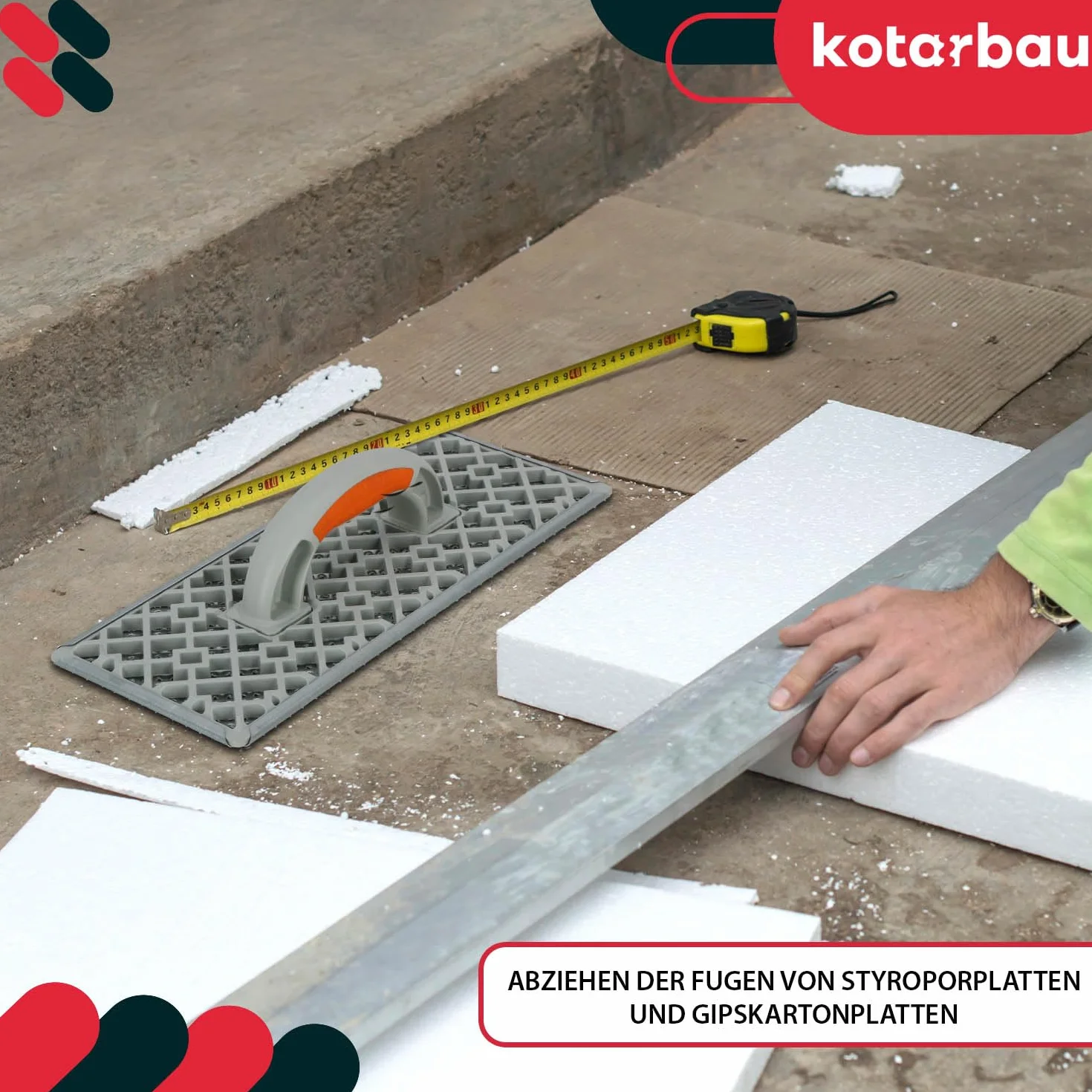 Frattazo Raspa per Levigare Polistirolo 375x155mm per Edifici