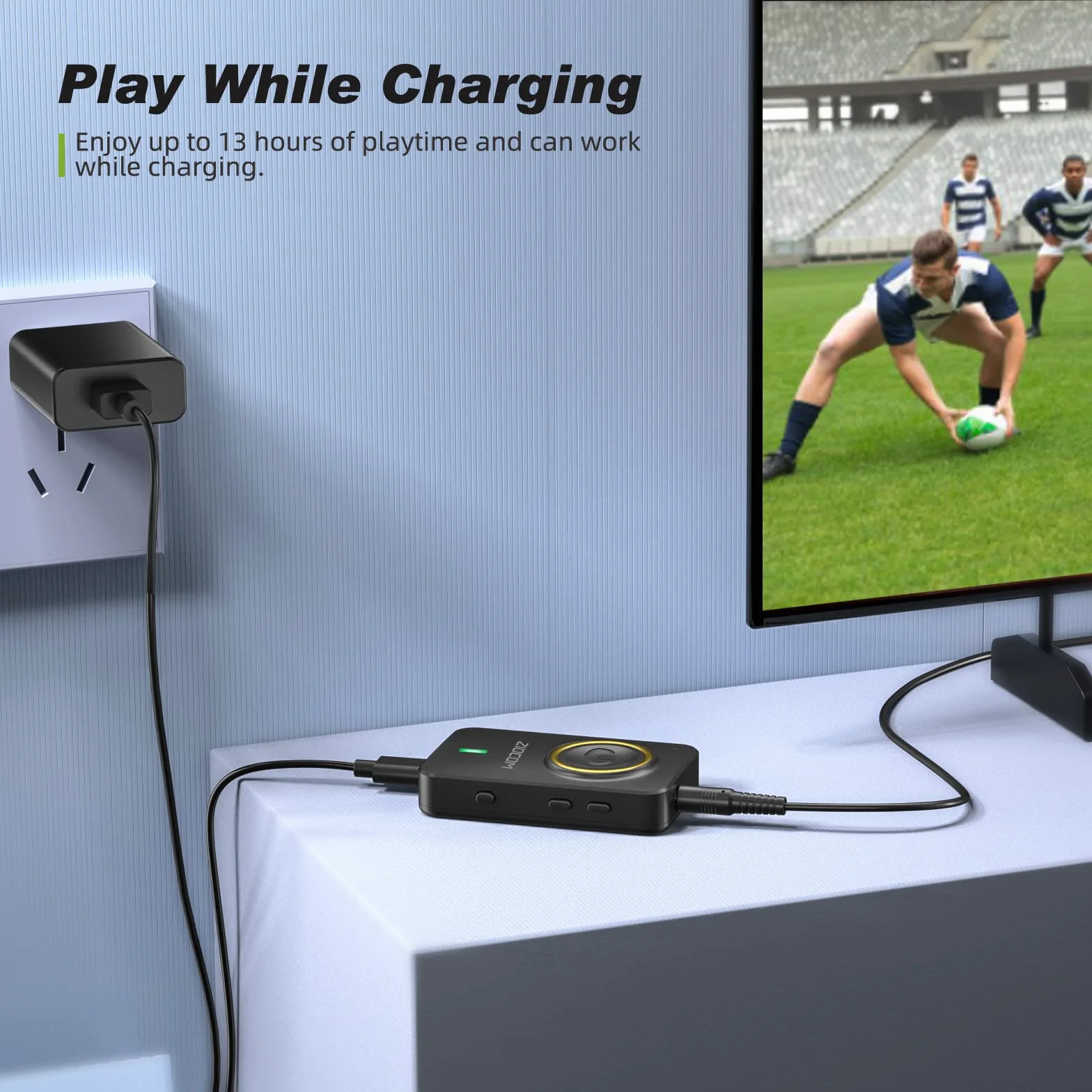 ZIOCOM trasmettitore Bluetooth per PC TV e altoparlante auto, 2-in-1 Wireless 3.5mm Bluetooth Aux Adapter con microfono incorporato e batteria, Duale Link, aptX bassa latenza