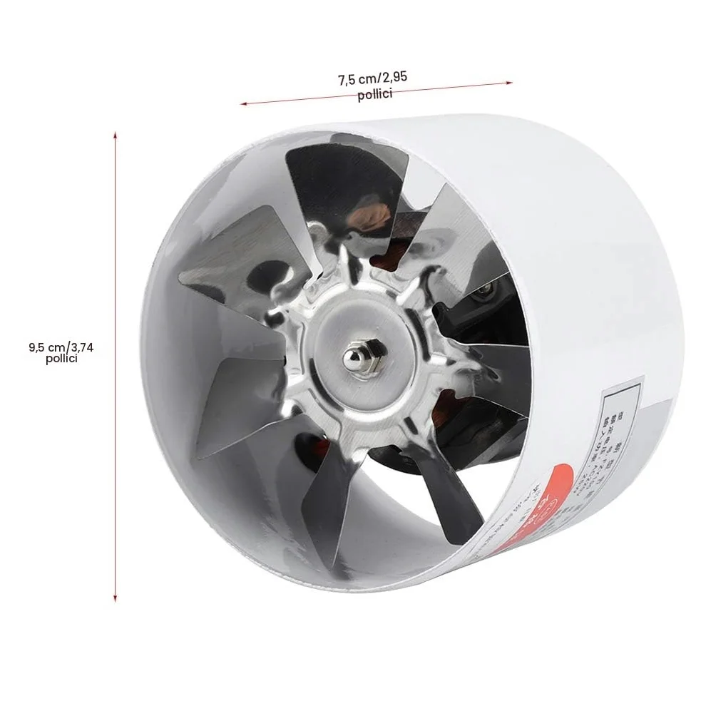 Zerodis Estrattore d'aria Ventilatore di estrazione per bagno, garage, ventilatore da incasso 200 m³/H flusso d'aria e 40 db, potenza 30 W