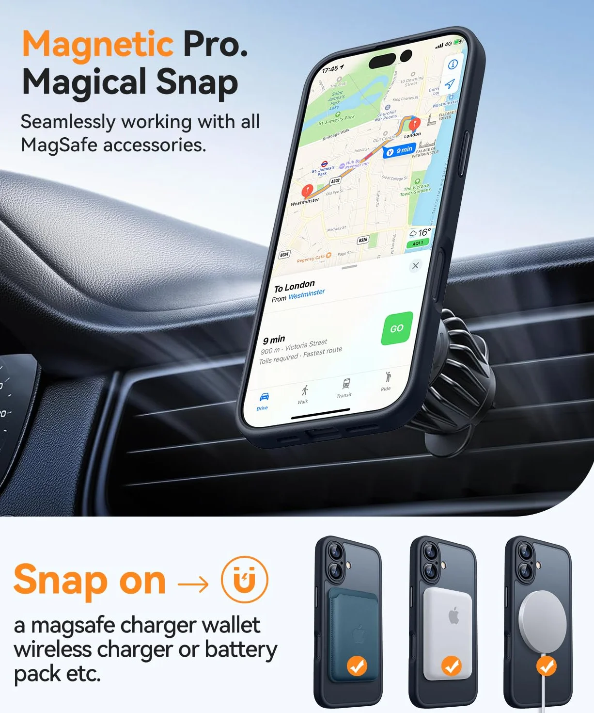 CANSHN Cover Magnetica per iPhone 17(6,3 Pollici), Compatibile con MagSafe, [Protezione Completa Della Fotocamera], Custodia Traslucida Opaca Protettiva Sottile Antiurto,Nero