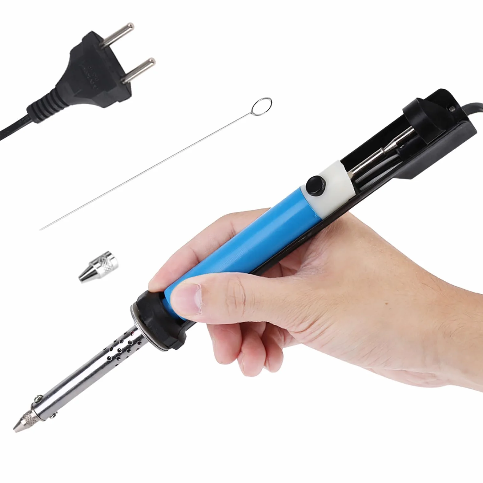 2-in-1 pompa dissaldante elettrica strumento di saldatura maniglia 40W ferro stagno ventosa forte aspirazione dissaldatura accessori per saldatura(io)