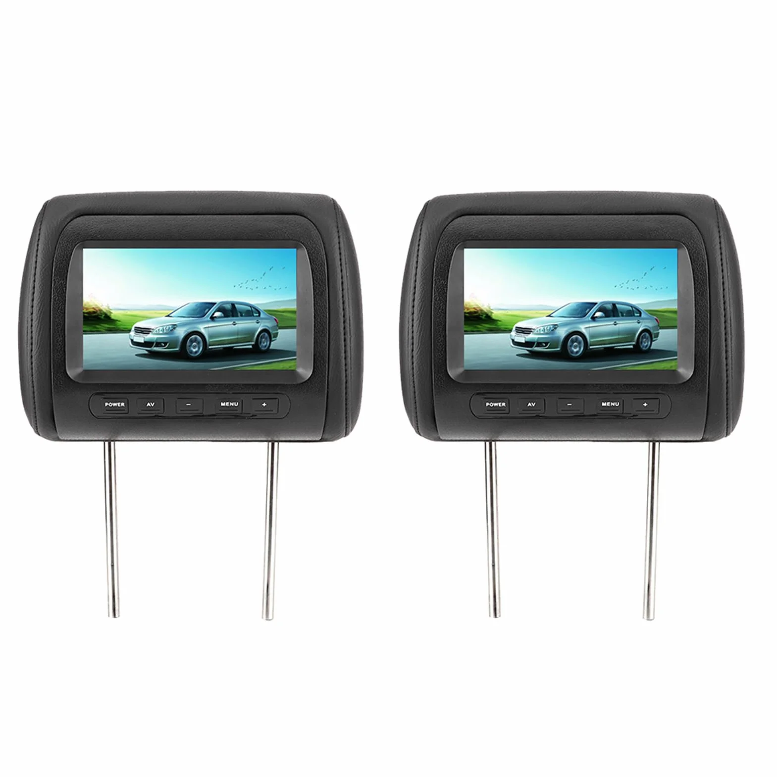Eacam 7 In Display DVD CAR, Dispaly del Poggiatesta Nero con Schermo HD, Trasmettitore a Infrarossi a Doppio Canale per Modelli Universali, Controllo Wireless, 2 Input Video