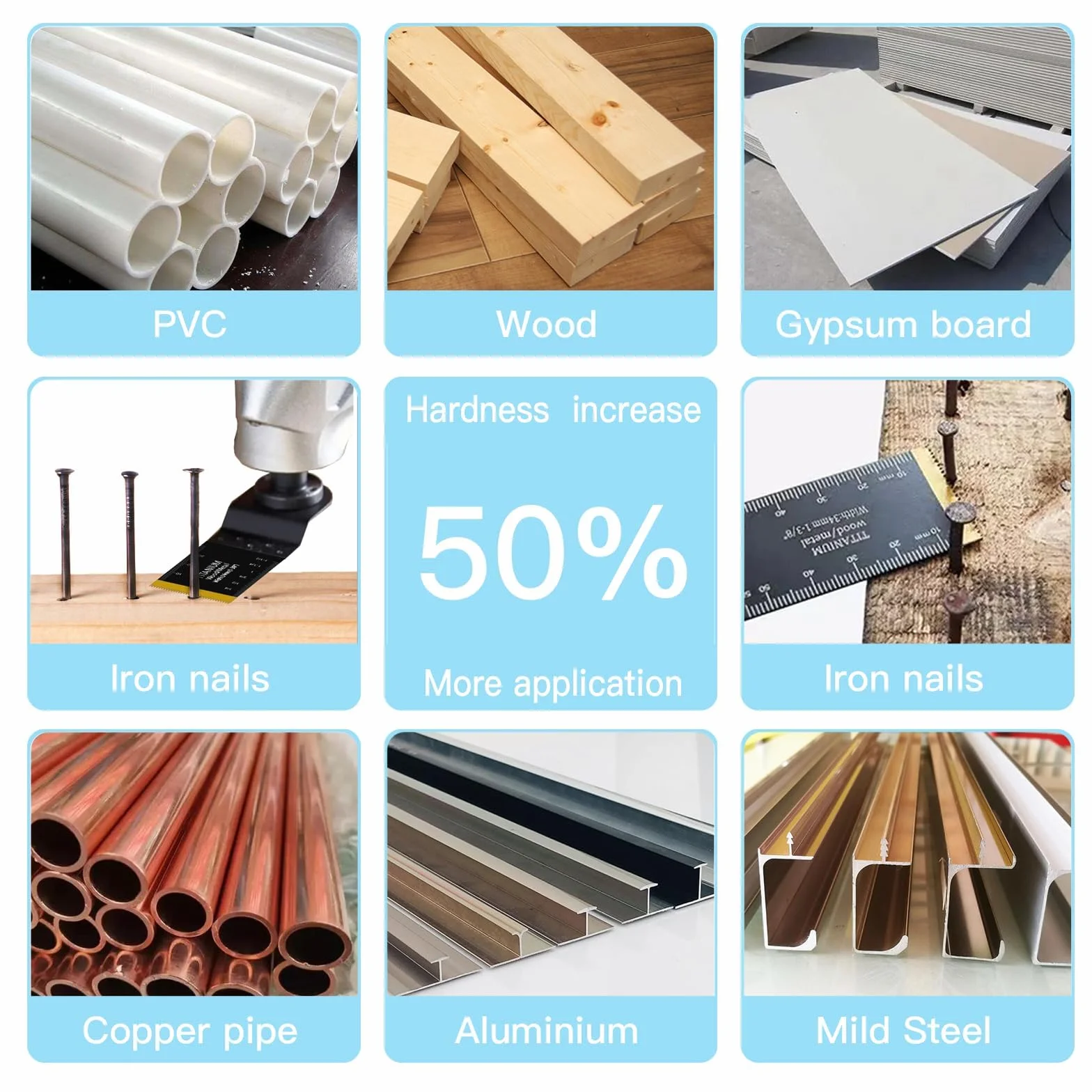 8 Pezzi Lame Multifunzione in Titanio, Taglio di materiali ad alta durezza, Lame Utensile Multifunzione Per Metallo, Legno, Chiodi, Viti, Taglio Ad Immersione