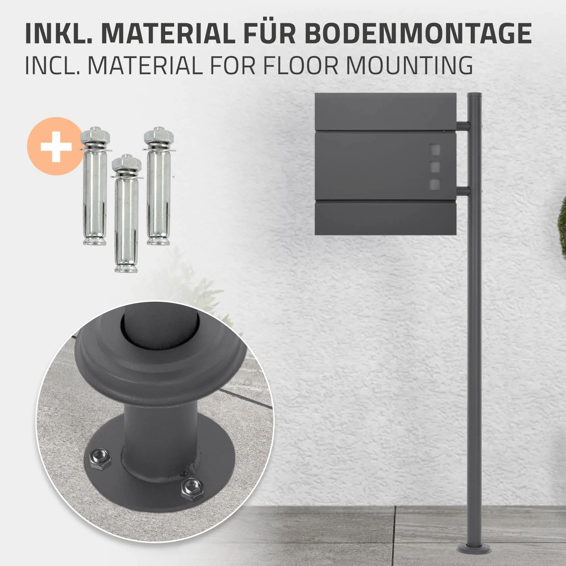 Supporto per Cassetta delle Lettere in Acciaio Inox Verniciato a Polvere Antracite 120 cm