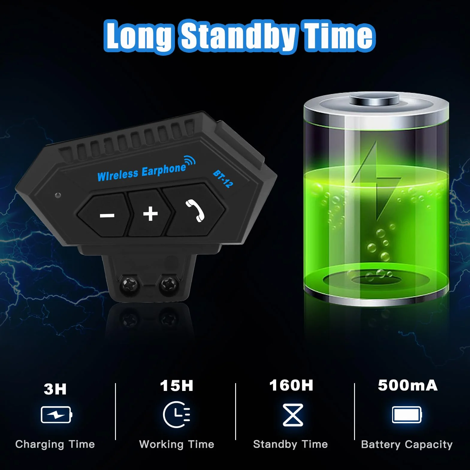 Yosoo Health Gear Casco Moto Auricolare, Cuffie Casco Moto Bluetooth, Riduzione del Rumore Auricolari Bluetooth Casco, 4.0 type of CSR BT Chip, Auricolare Hi-Fi, Offrono Prestazioni Audio