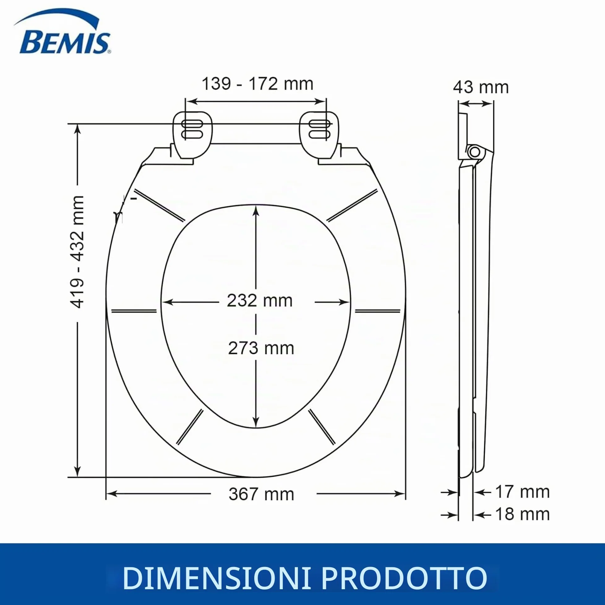 Bemis Sedile WC Chester 7210ZART000, bianco