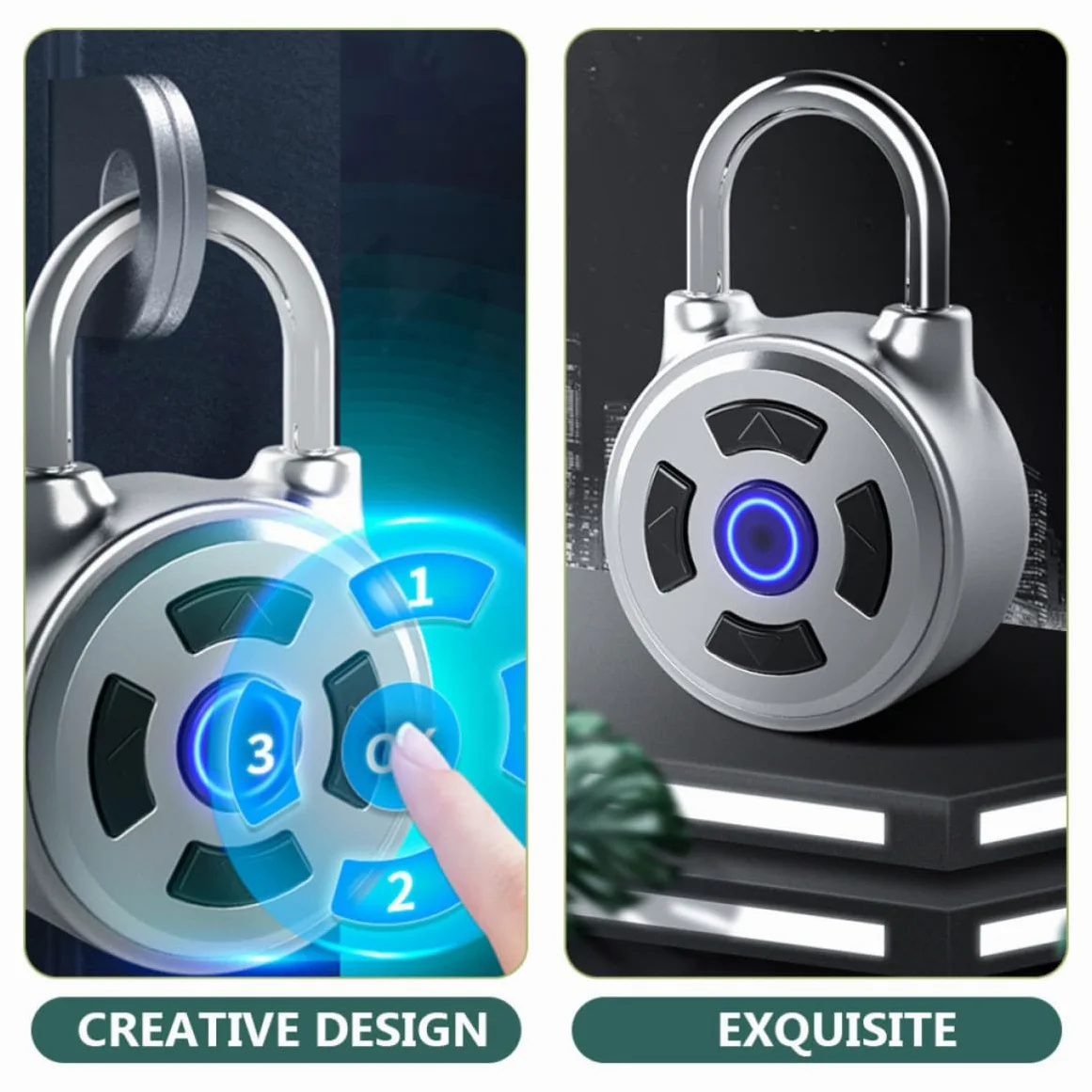 Lucchetto a Combinazione Intelligente Lucchetto per Armadietto Acciaio Inox e Lega di Zinco Argento Controllo Wireless per Palestra e Recinto