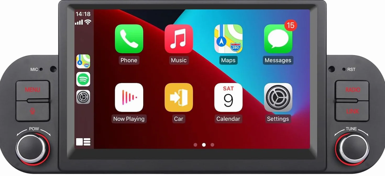 Autoradio doppio DIN per FIAT Panda 2013-2020 Apple Wireless Carplay e Android Auto Voice Control con display touch IPS da 7 pollici/Bluetooth/FM/AM/USB/EQ