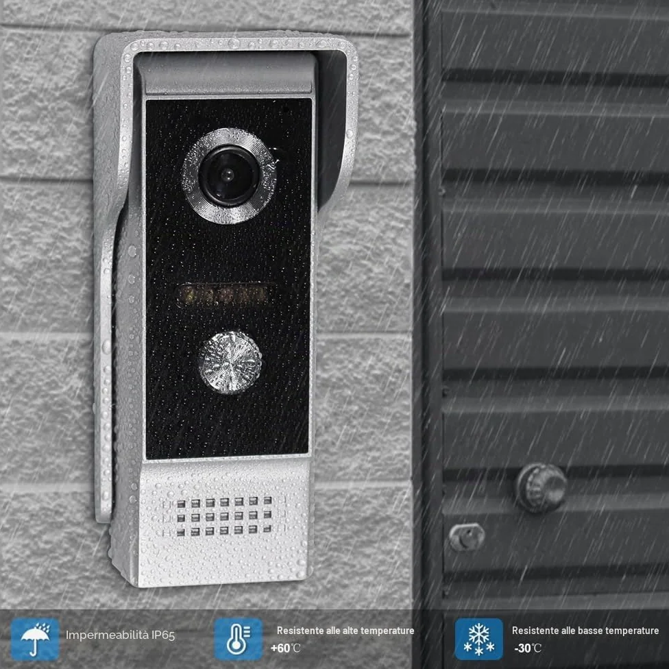 Sistema interfono videocitofono WiFi TUYA da 7 pollici, telecamera HD 1080P IR a visione notturna, videocitofono con monitor, supporto audio bidirezionale, registrazione, sblocco remoto