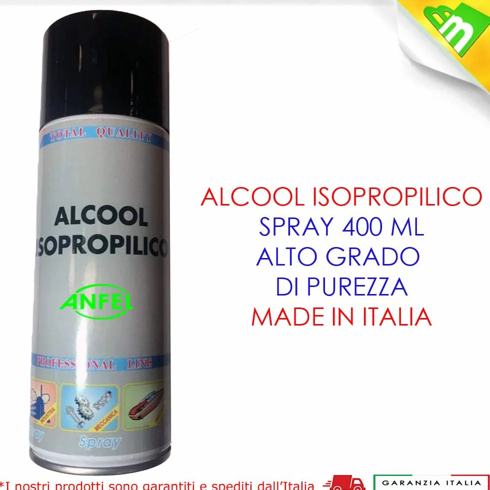 Spray Alcool Isopropilico, 400 ml Detergente efficace per tutte le strutture e gli involucri