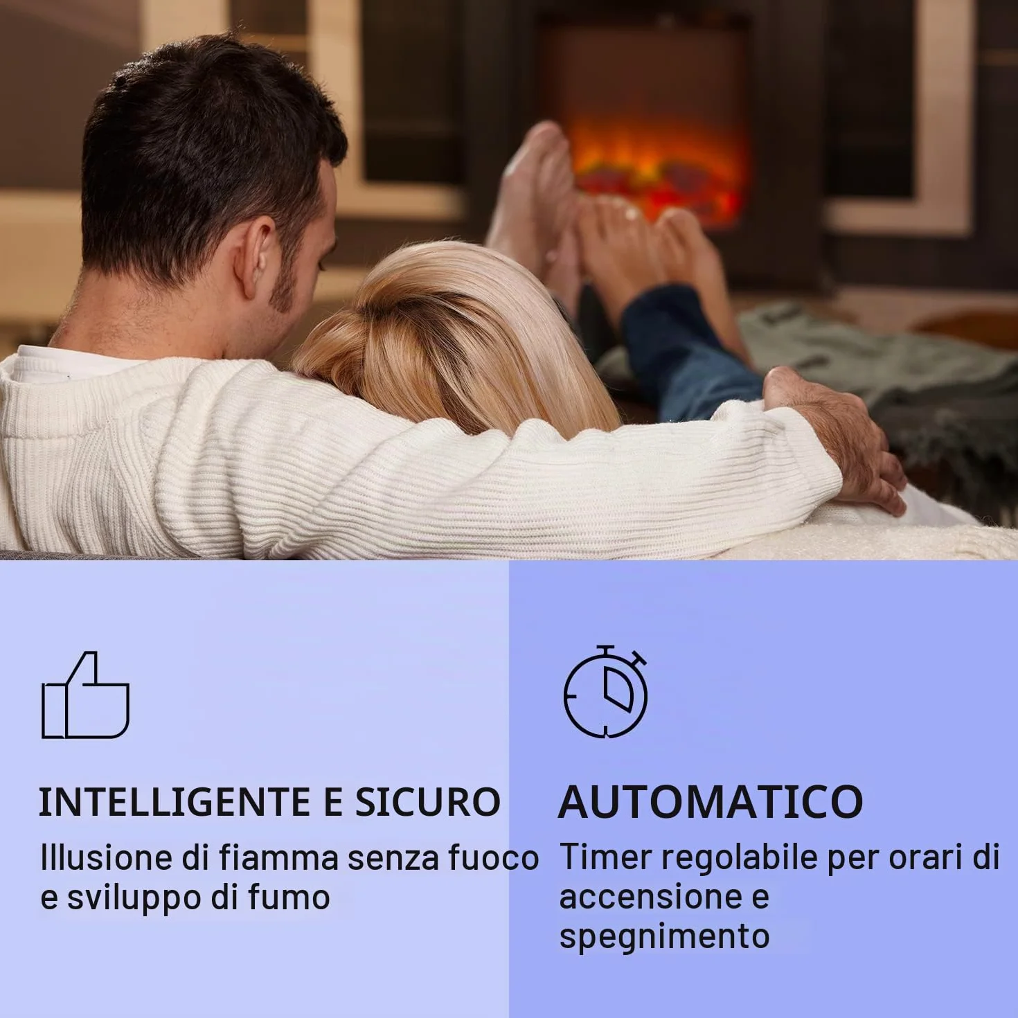 Klarstein Elbrus - Camino Elettrico, Caminetto con 2000 W, Tecnologia LED, Camino Finto con Telecomando, Nero