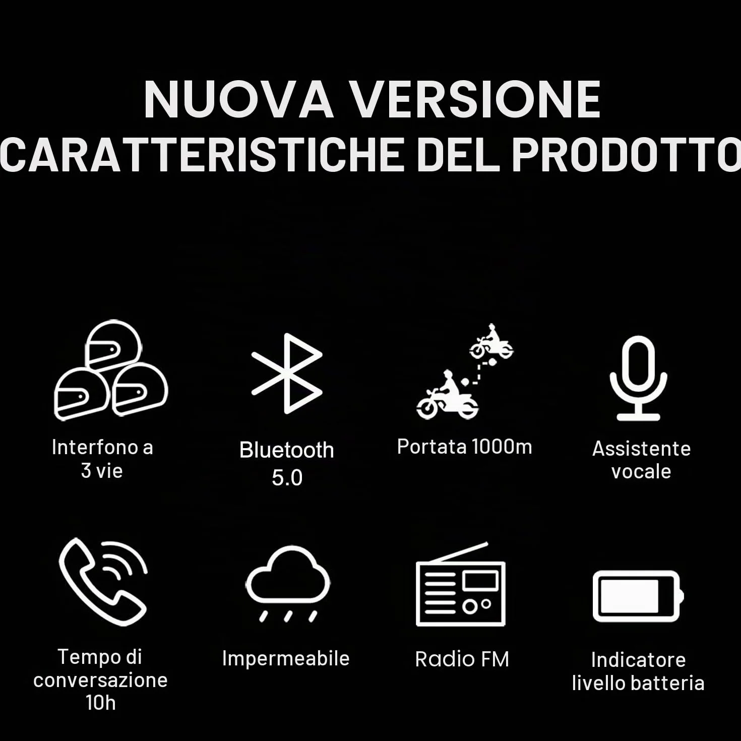 Interfono Moto Bluetooth Coppia BT-S3 Interphone con Auricolari Bluetooth per Casco Moto